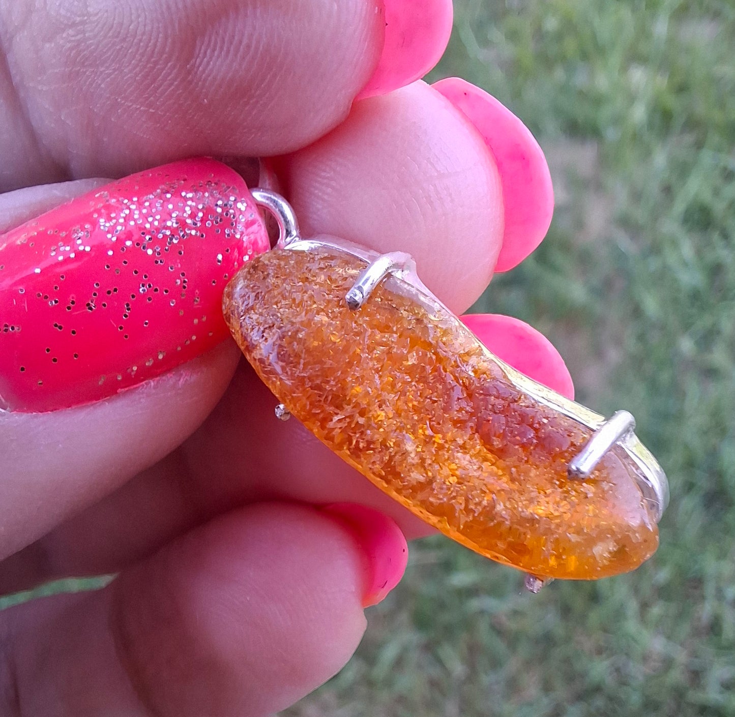 Baltic Amber Pendant, 925 Silver, Fossil (Ref: AP3)