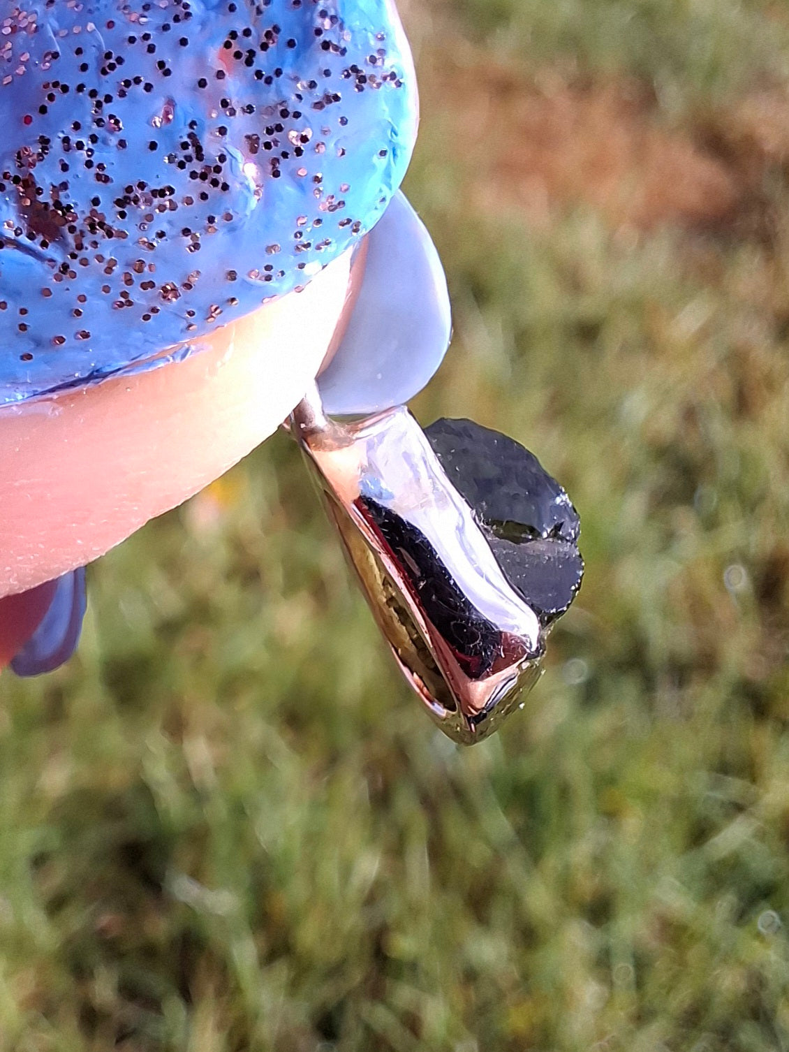 Moldavite Pendant, 925 Silver, Tektite (Ref: P51)