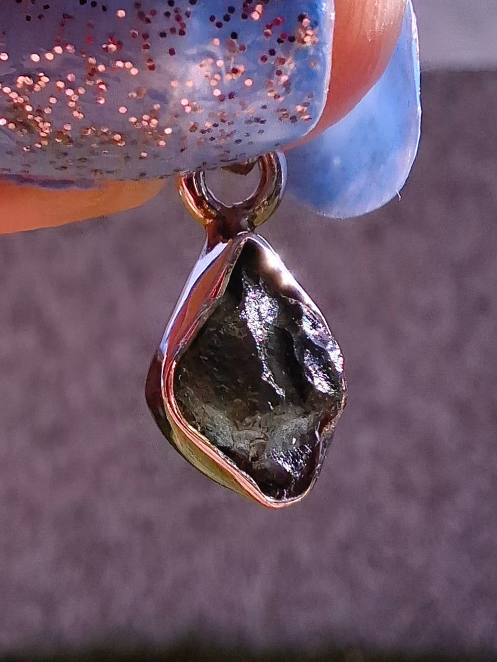 Moldavite Pendant, 925 Silver, Tektite (Ref: P45)