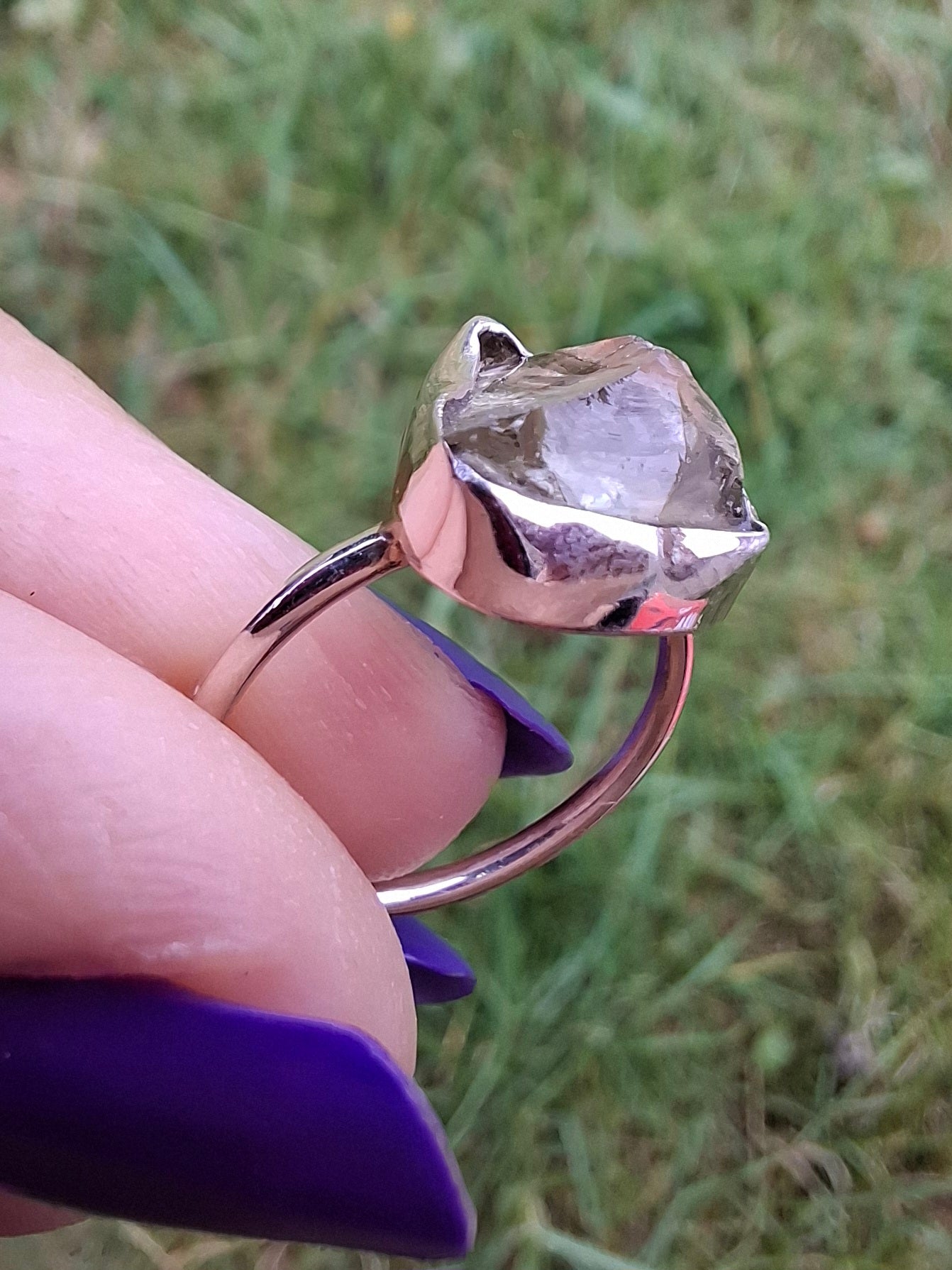Libyan Desert Glass Ring, size large G, 925 Silver, Tektite (Ref: LR2)