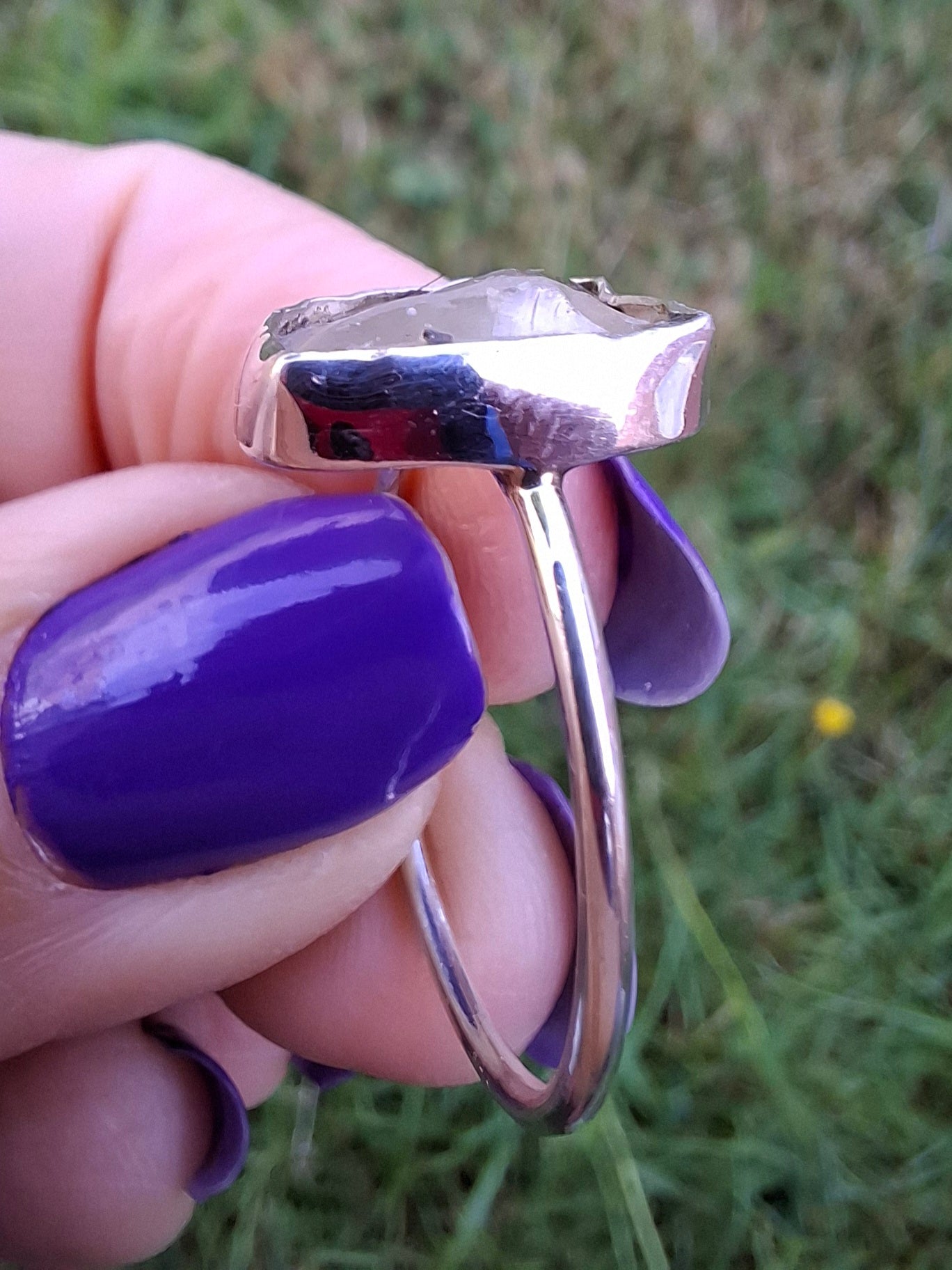 Libyan Desert Glass Ring, size large U, 925 Silver, Tektite (Ref: LR53)