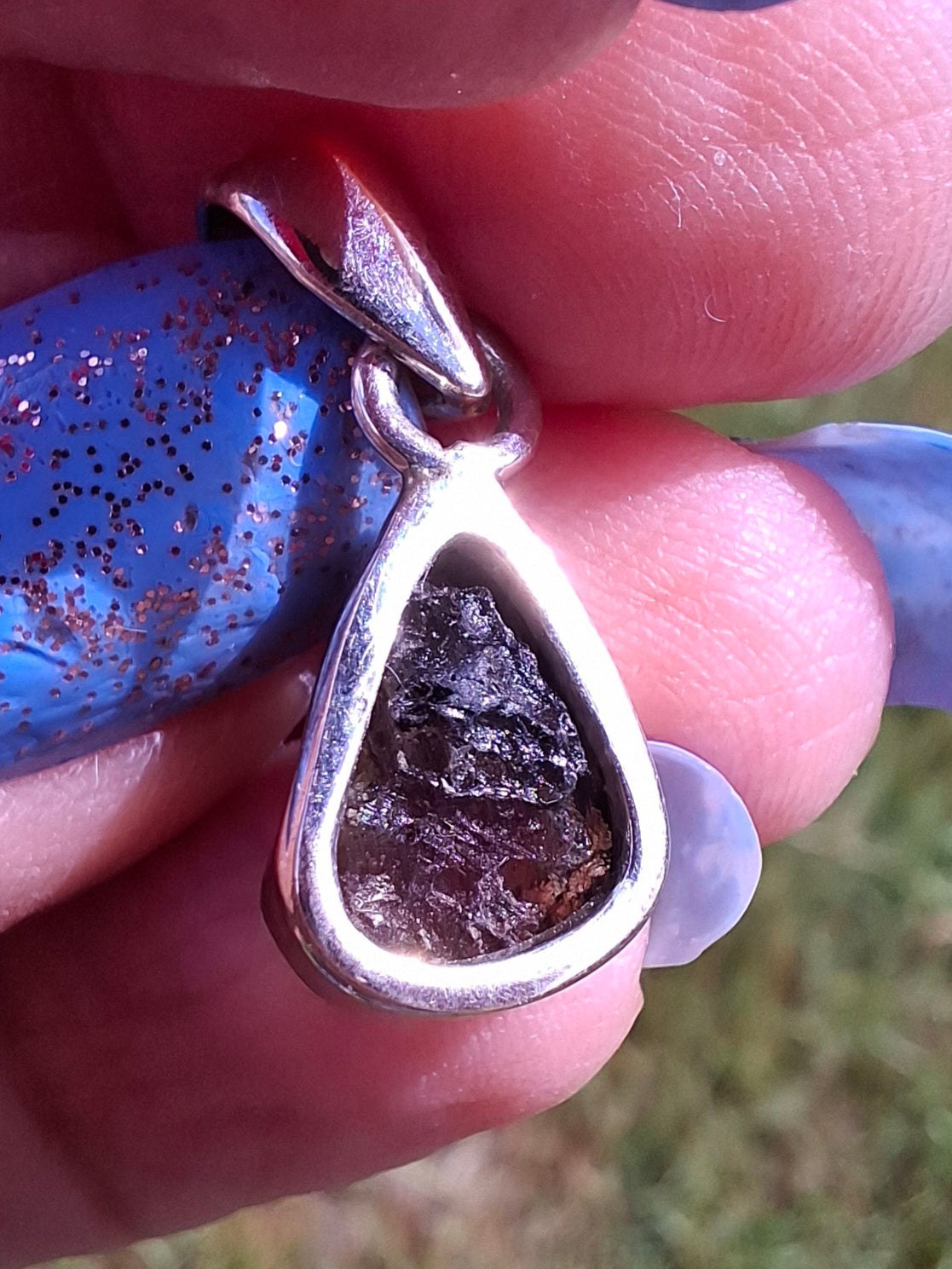 Moldavite Pendant, 925 Silver, Tektite (Ref: P64)