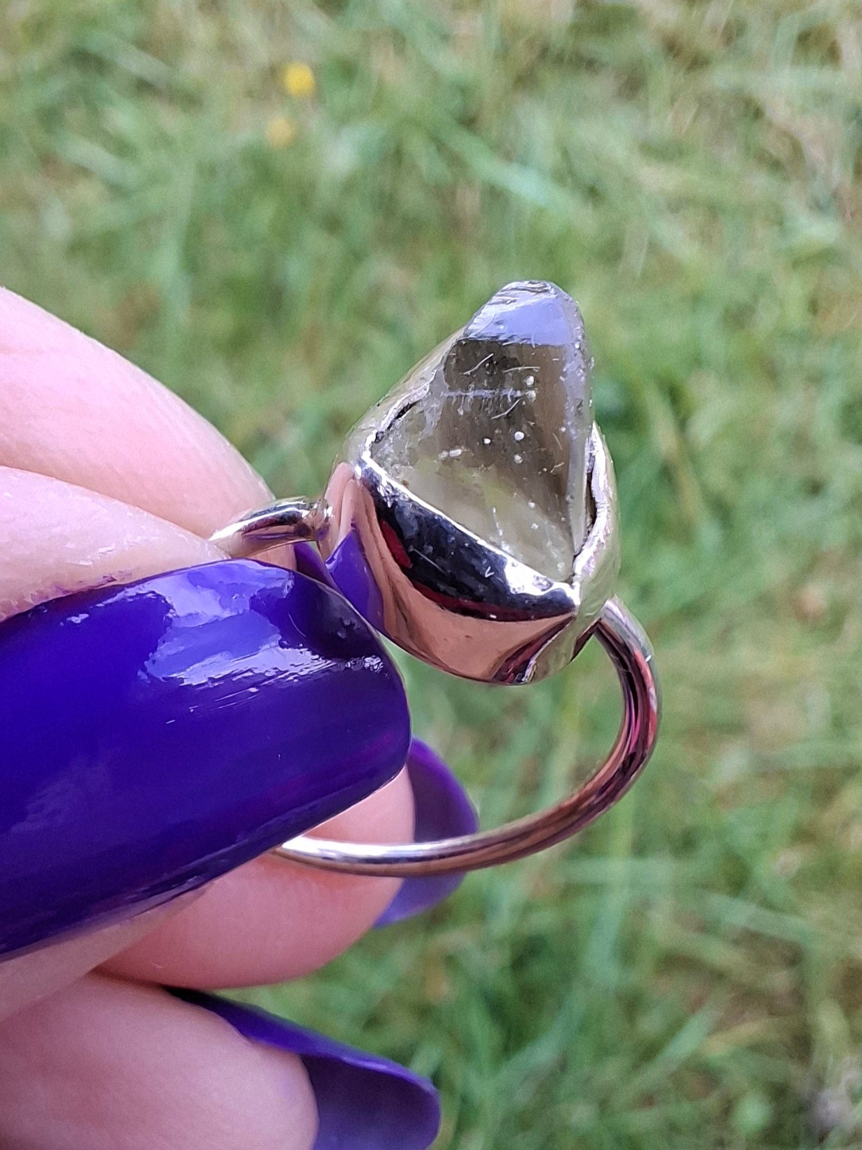 Libyan Desert Glass Ring, size large K/small L, 925 Silver, Tektite (Ref: LR17)