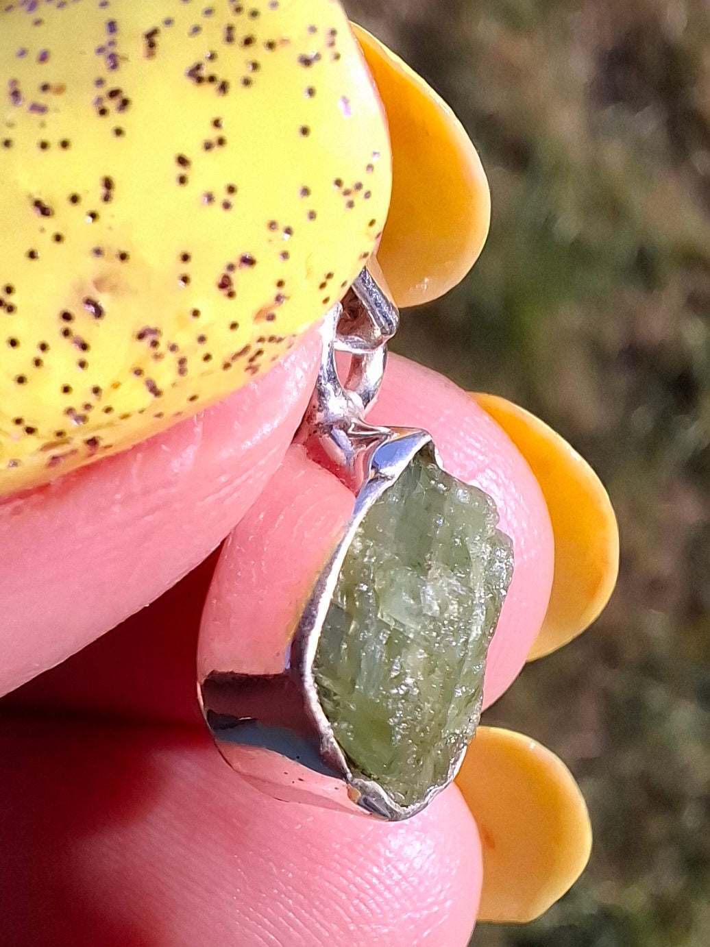 Green Tourmaline Pendant, 925 Silver, Crystal (Ref: GT6)