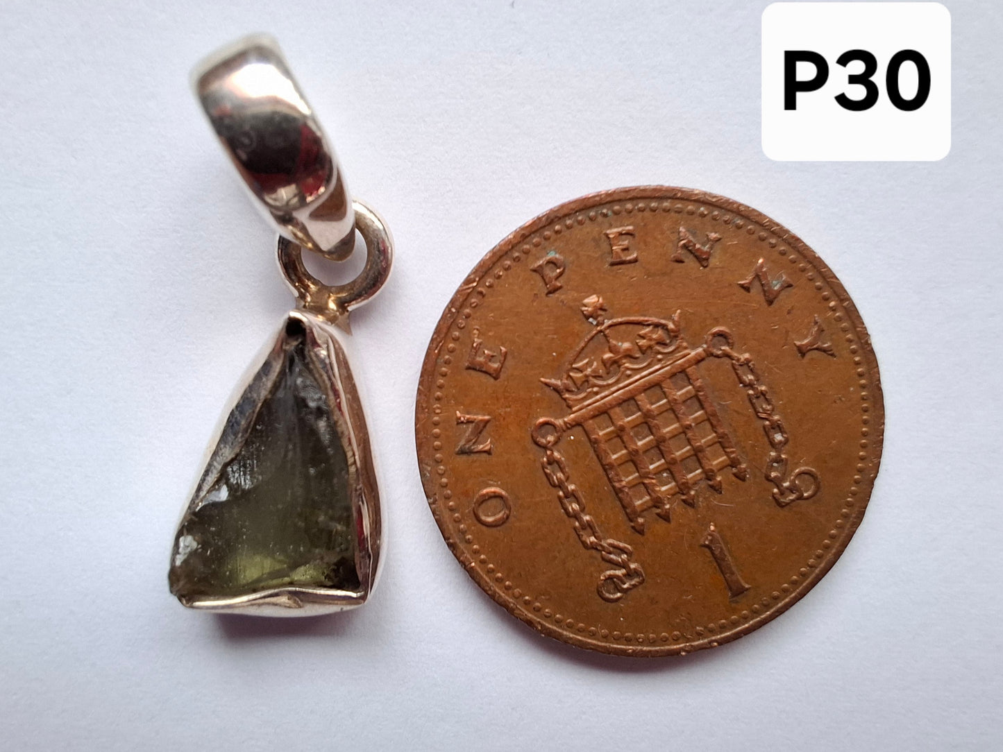 Moldavite Pendant, 925 Silver, Tektite (Ref: P30)