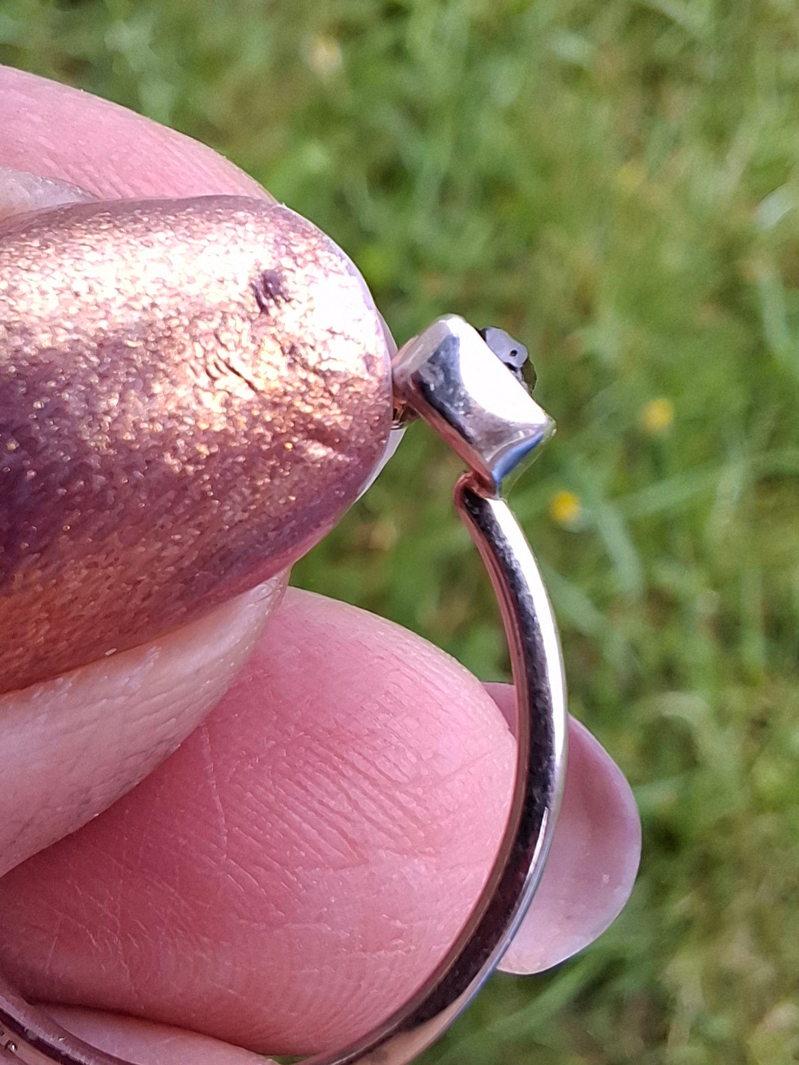 Moldavite Ring, size small T, 925 silver, Tektite (Ref: 56)