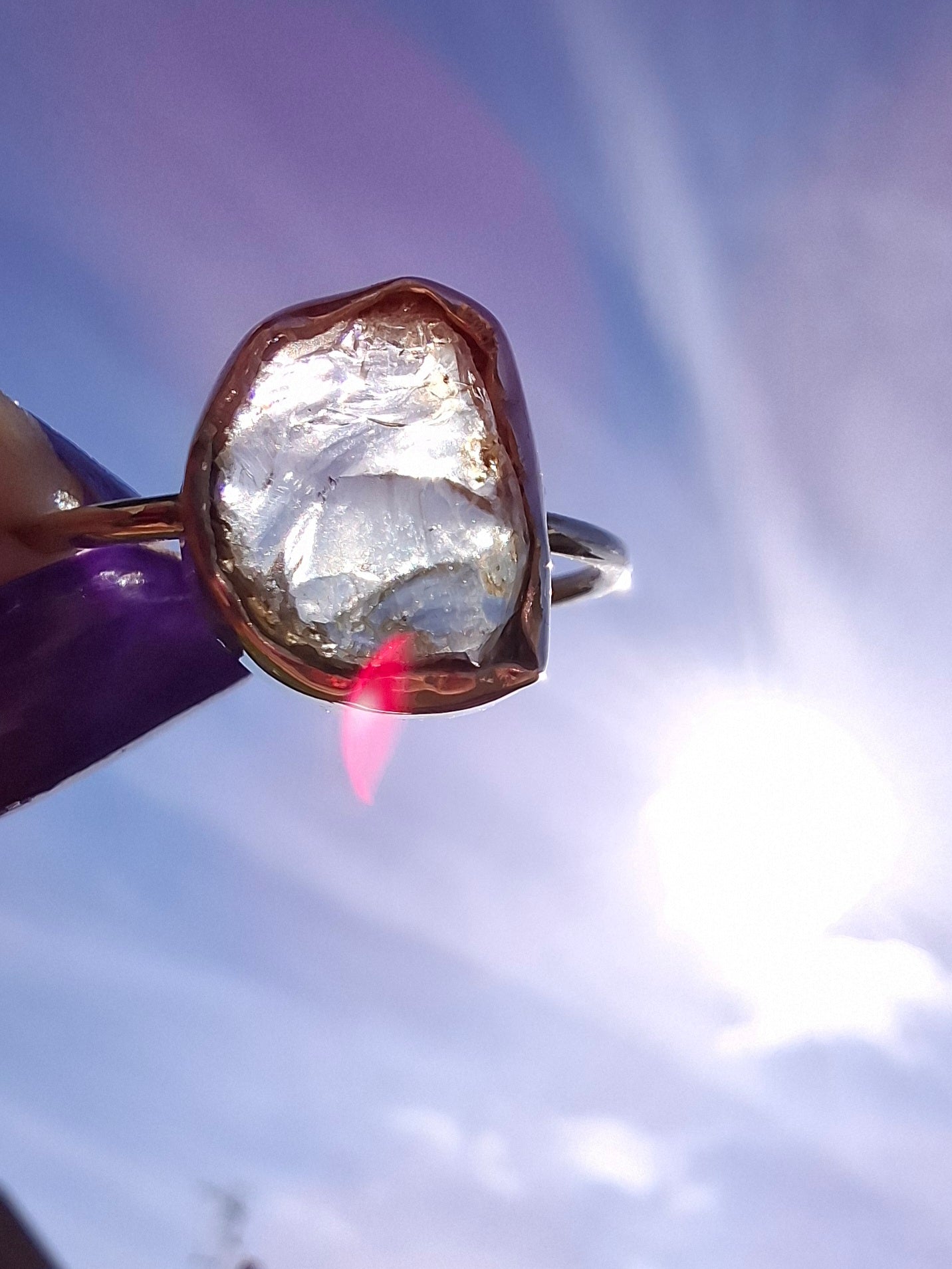 Libyan Desert Glass Ring, size large V, 925 Silver, Tektite (Ref: LR60)
