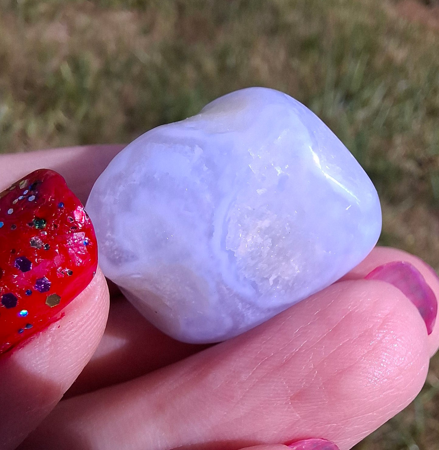 Blue Lace Agate, Tumble Stone, Crystal (Ref: T140)