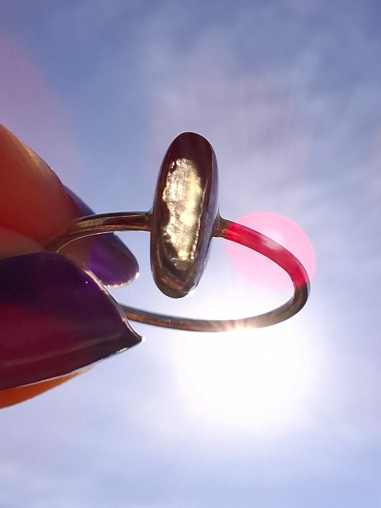 Moldavite Ring, size large Q, 925 Silver, Tektite (Ref: R47)