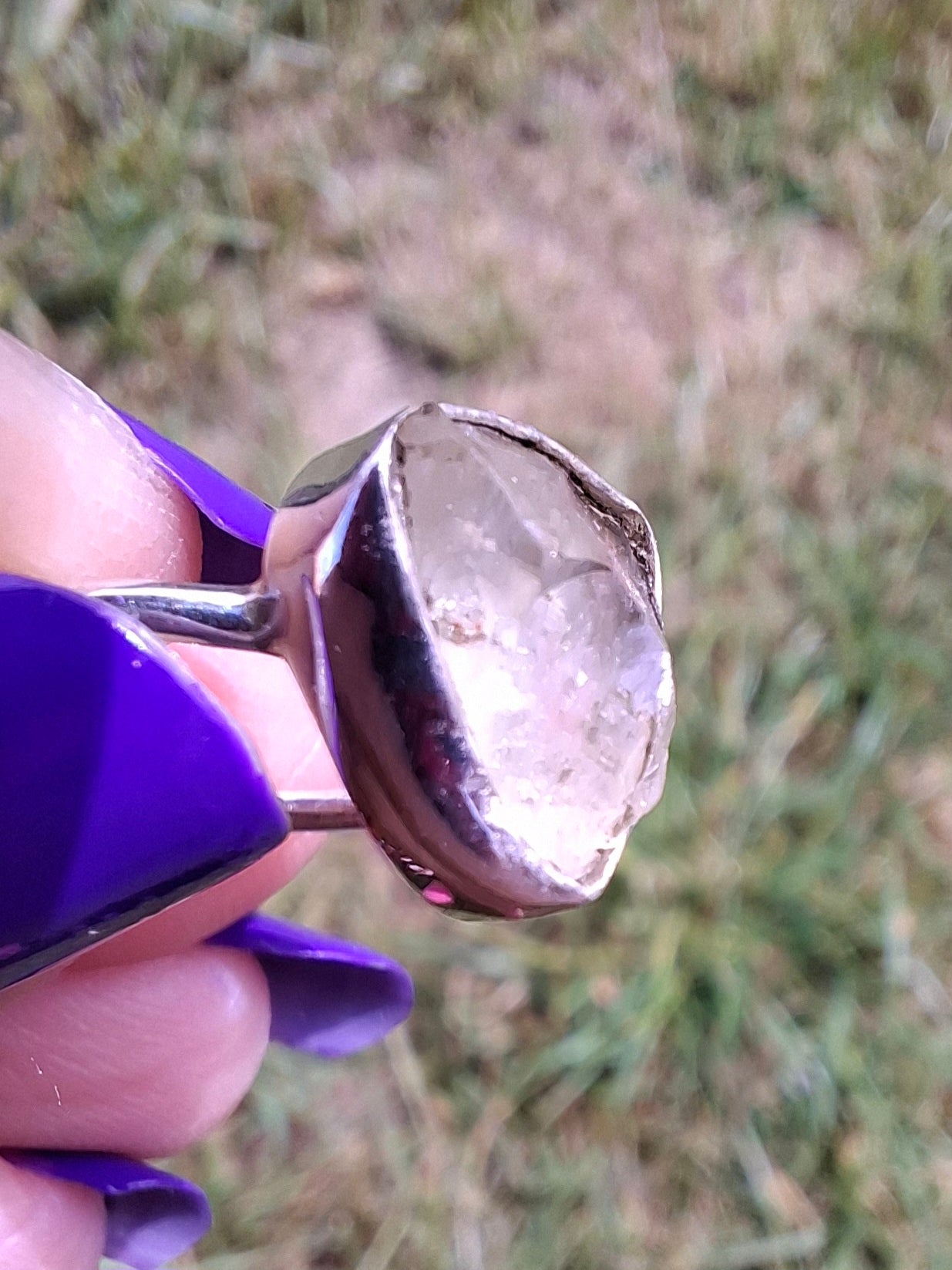 Libyan Desert Glass Ring, size large G, 925 Silver, Tektite (Ref: LR3)