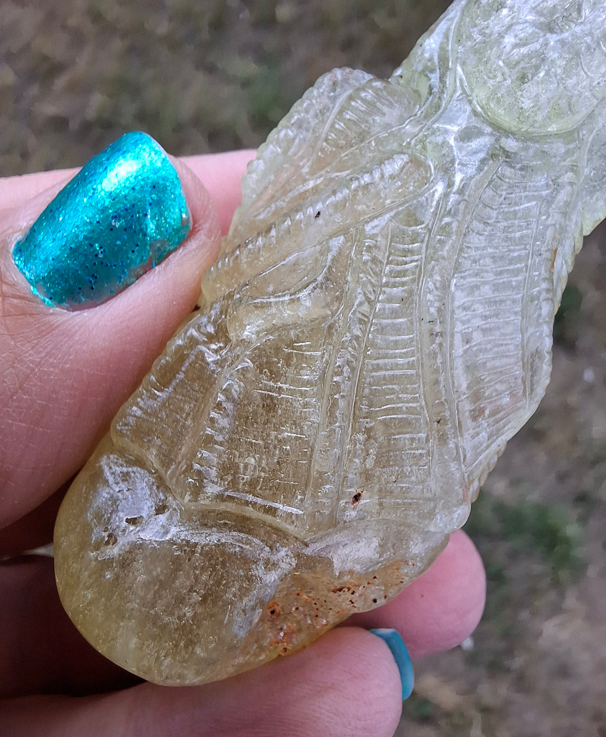 Libyan Desert Glass DRAGON HEAD carving, 48.11g, Tektite (Ref: Dragon4)