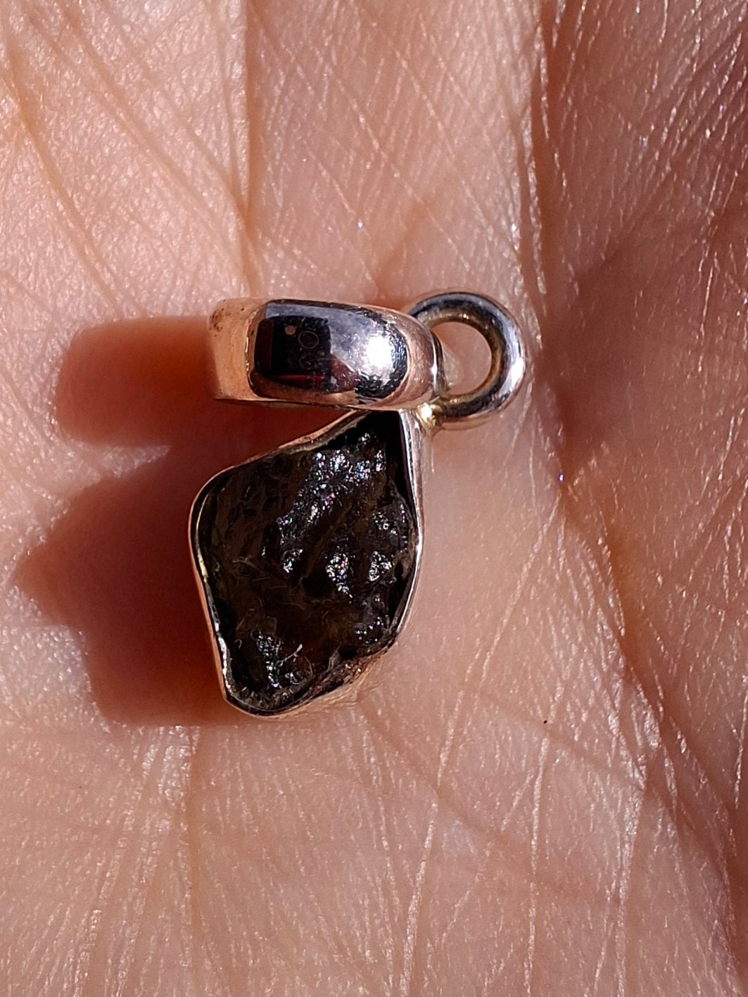 Moldavite Pendant, 925 Silver, Tektite (Ref: P45)