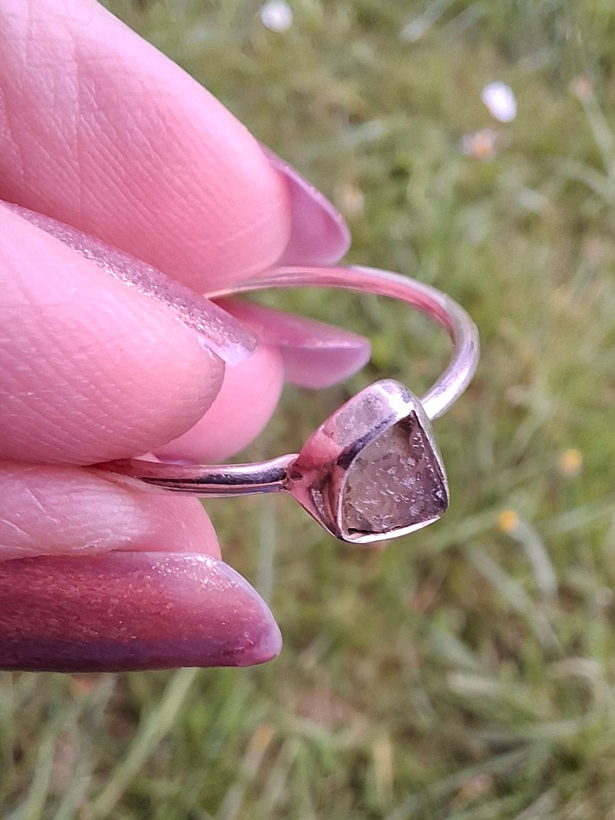 Moldavite Ring, size small S, 925 Silver, Tektite (Ref: R68)