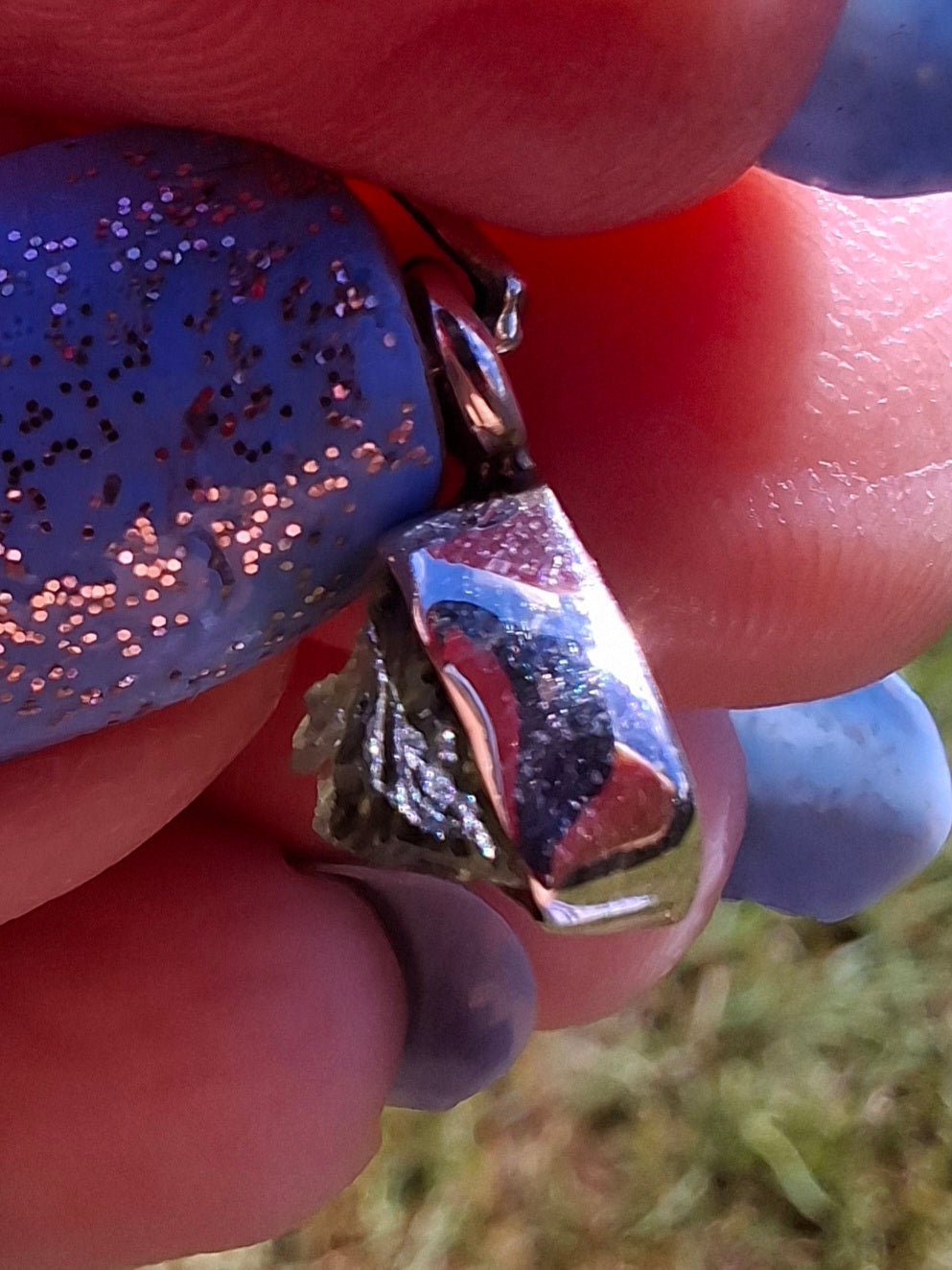 Moldavite Pendant, 925 Silver, Tektite (Ref: P83)