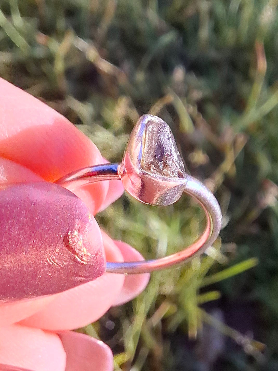 Moldavite Ring, size large K/small L, 925 Silver, Tektite (Ref: R58)