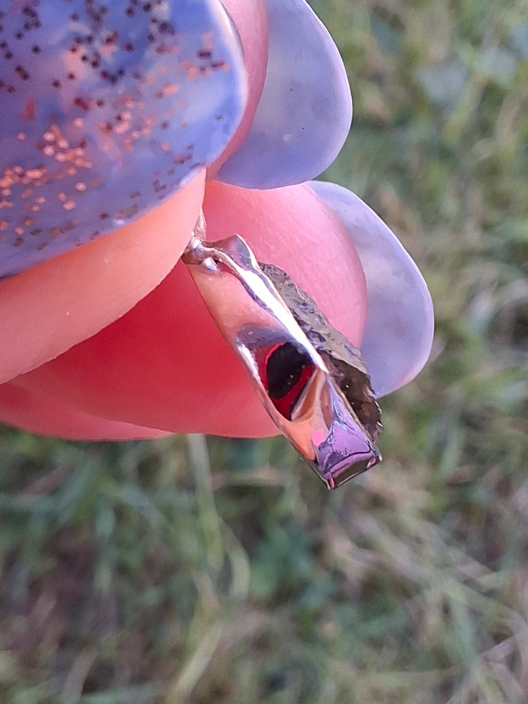 Moldavite Pendant, 925 Silver, Tektite (Ref: P88)