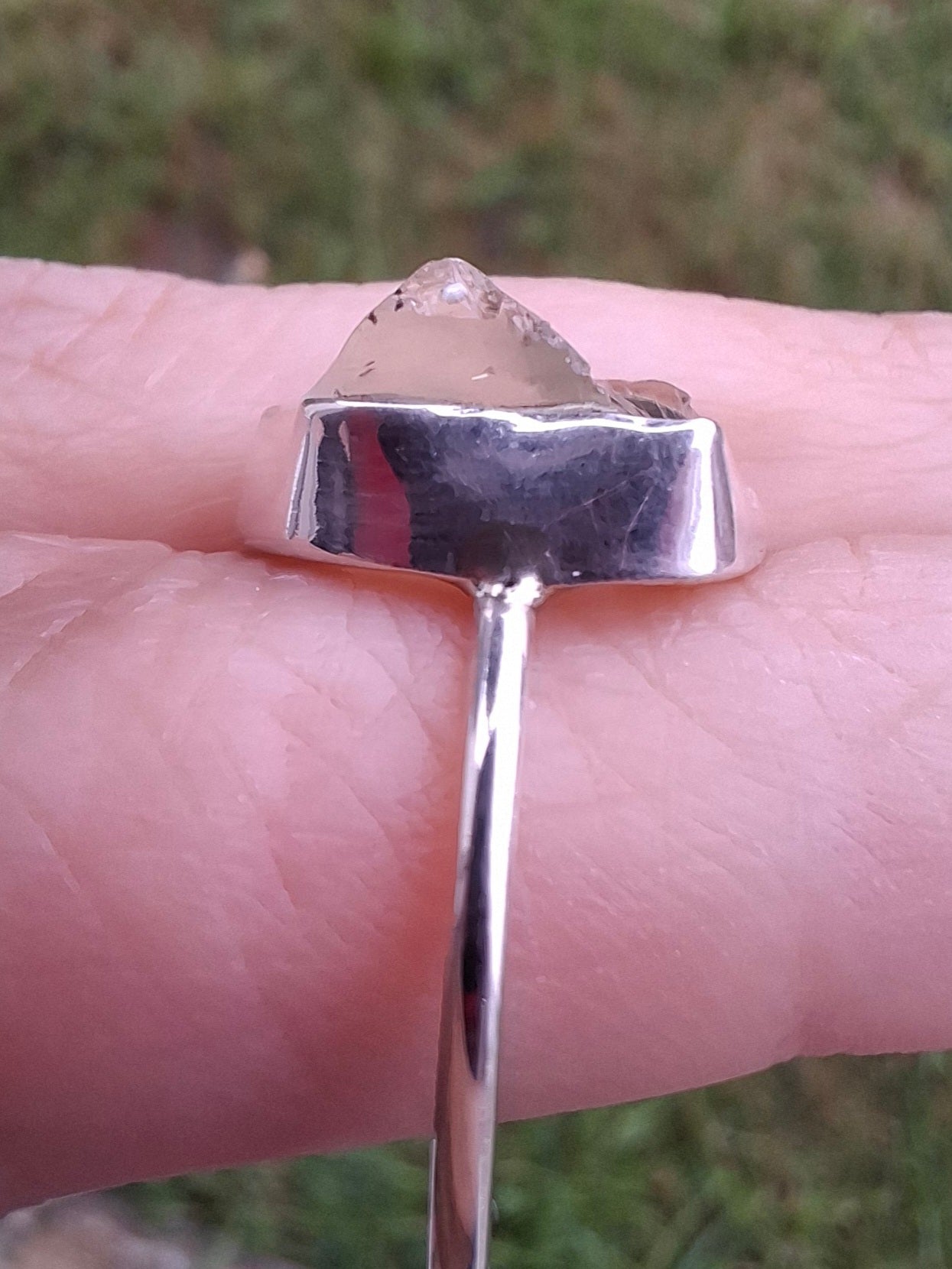 Libyan Desert Glass Ring, size P, 925 Silver, Tektite (Ref: LR26)