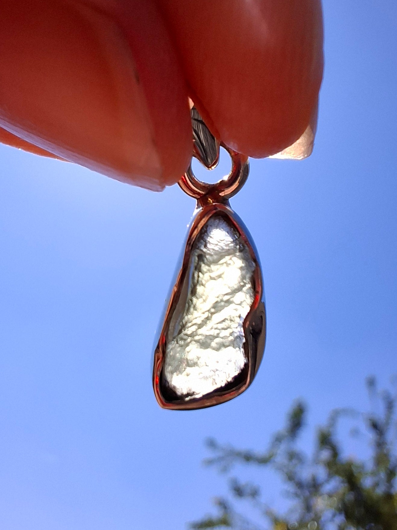 Moldavite Pendant, 925 Silver, Tektite (Ref: P46)