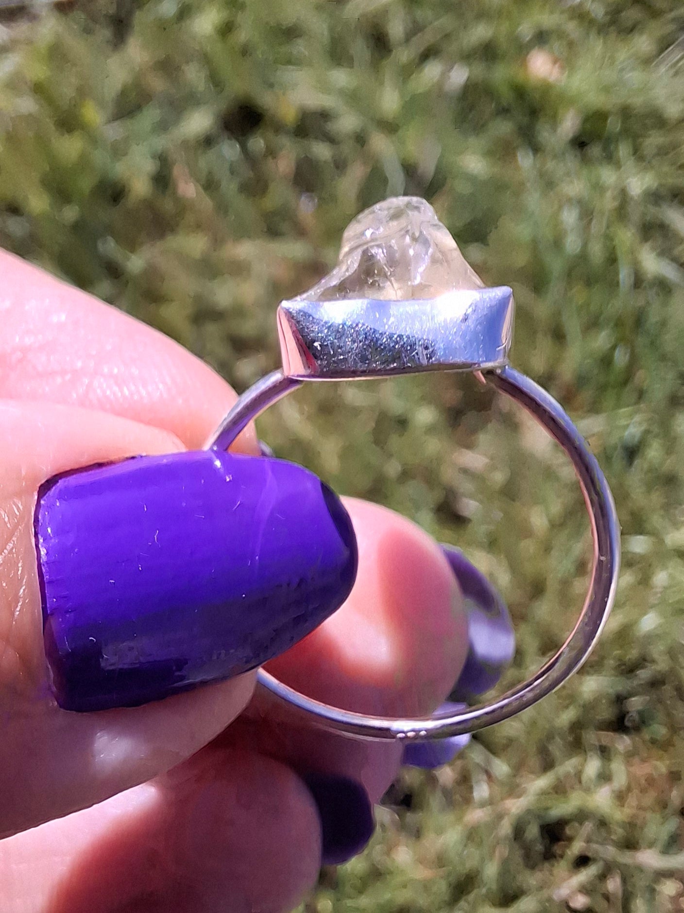 Libyan Desert Glass Ring, size large V, 925 Silver, Tektite (Ref: LR58)