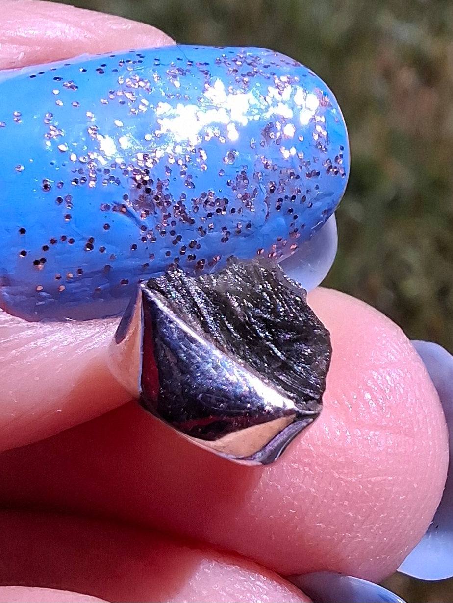 Moldavite Pendant, 925 Silver, Tektite (Ref: P83)