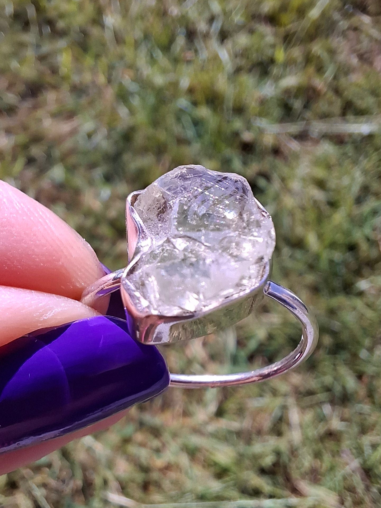 Libyan Desert Glass Ring, size large R/small S, 925 Silver, Tektite (Ref: LR43)