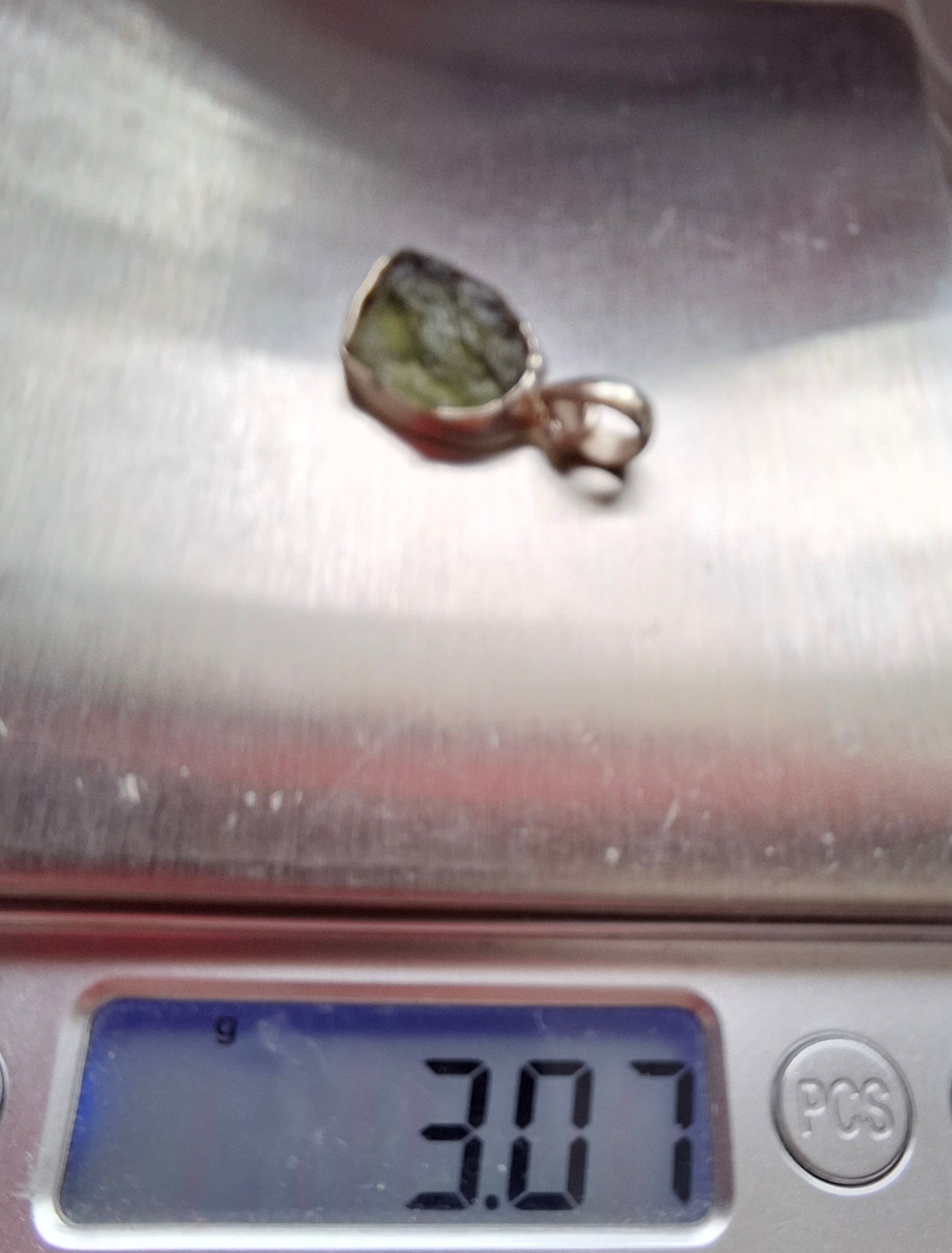 Moldavite Pendant, 925 Silver, Tektite (Ref: P441)