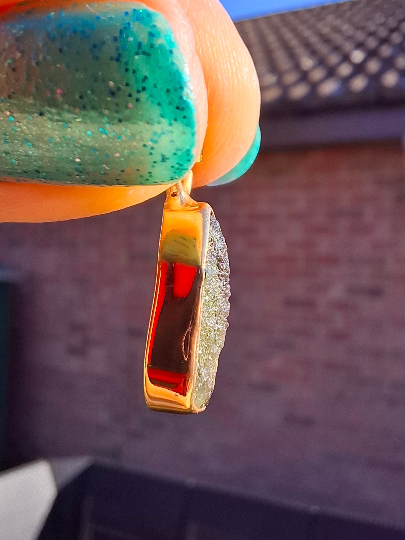 Moldavite Pendant, 14K GOLD Plated, Tektite (Ref: P450)
