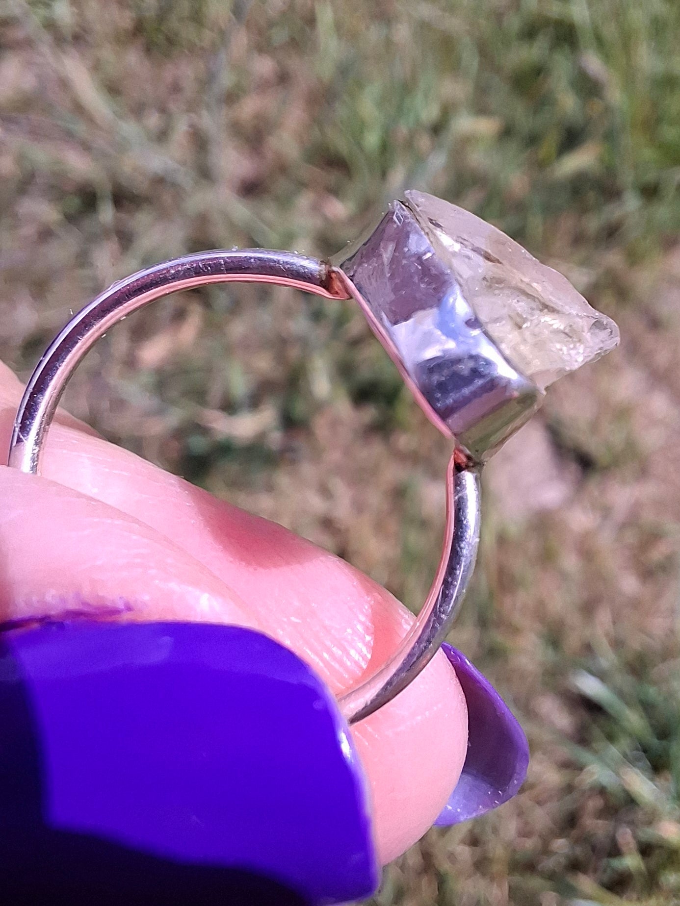 Libyan Desert Glass Ring, size small M, 925 Silver, Tektite (Ref: LR19)