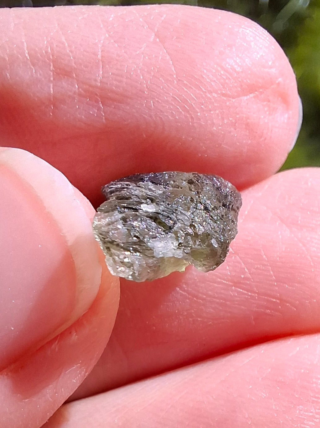DRILLED, Moldavite Piece, 0.75g, Tektite (Ref: D23)