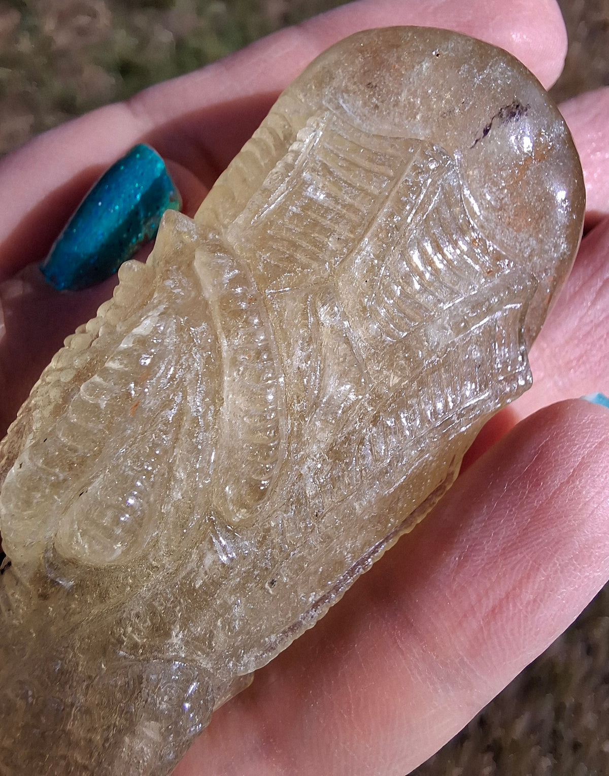 Libyan Desert Glass DRAGON HEAD carving, 48.11g, Tektite (Ref: Dragon4)
