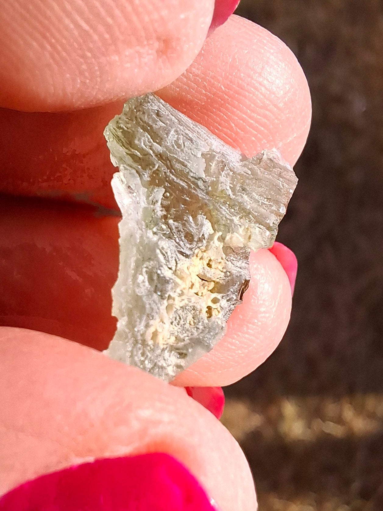 Moldavite Piece, SNOWFLAKE, FROSTED, BRUSNA, 0.92g, Tektite (Ref: 1499)