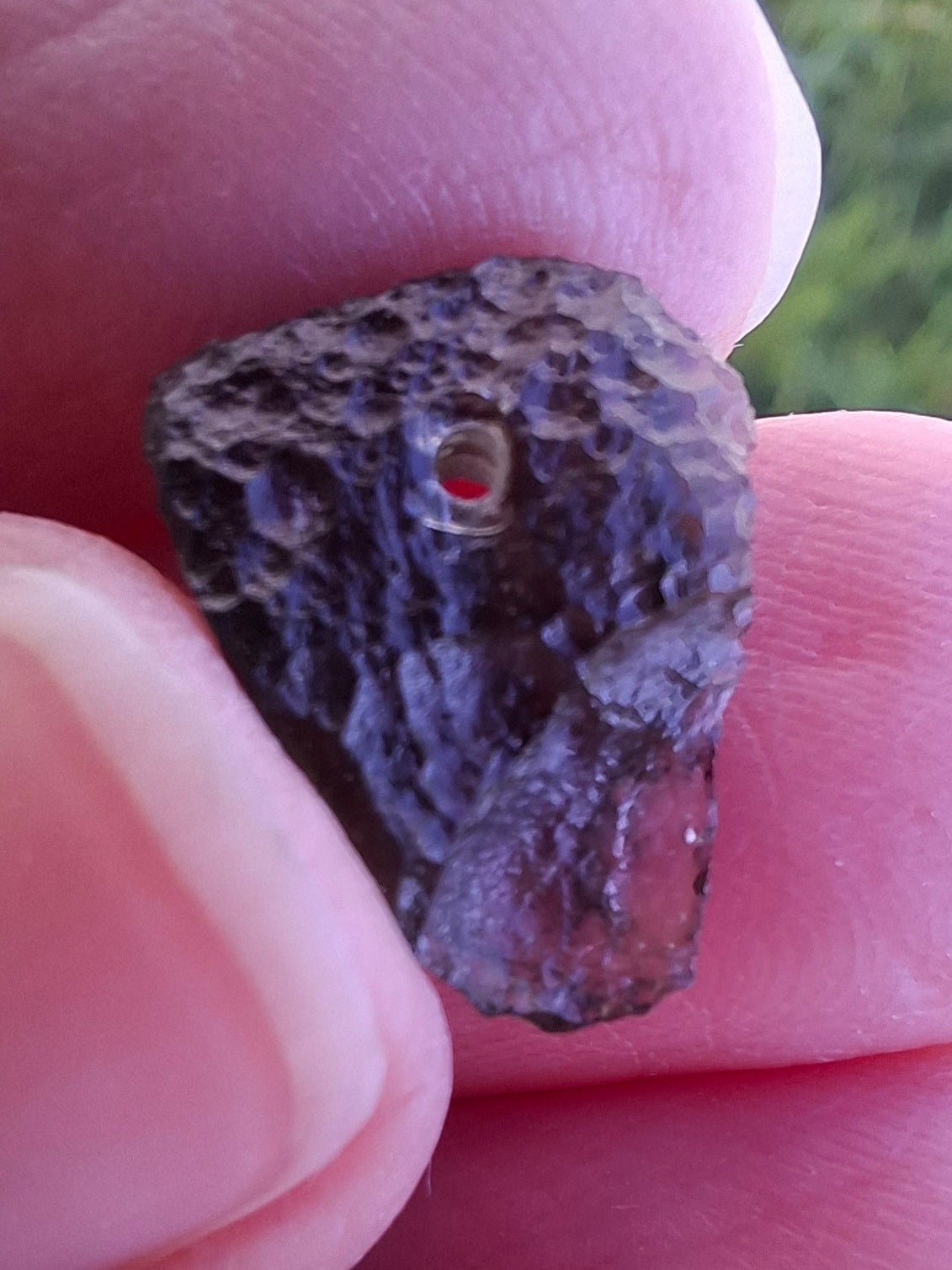 DRILLED, Moldavite Piece, 1.07g, Tektite (Ref: D30)