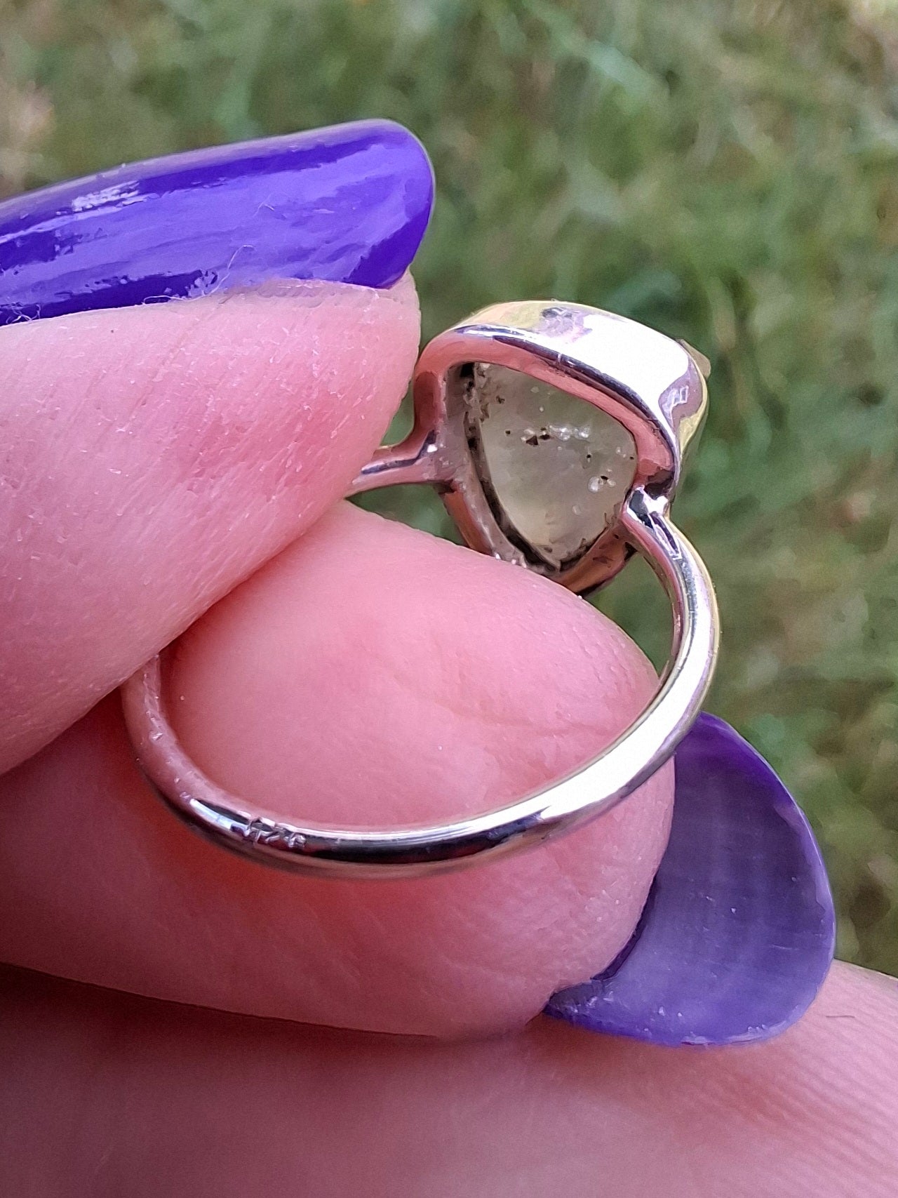 Libyan Desert Glass Ring, size large G, 925 Silver, Tektite (Ref: LR3)