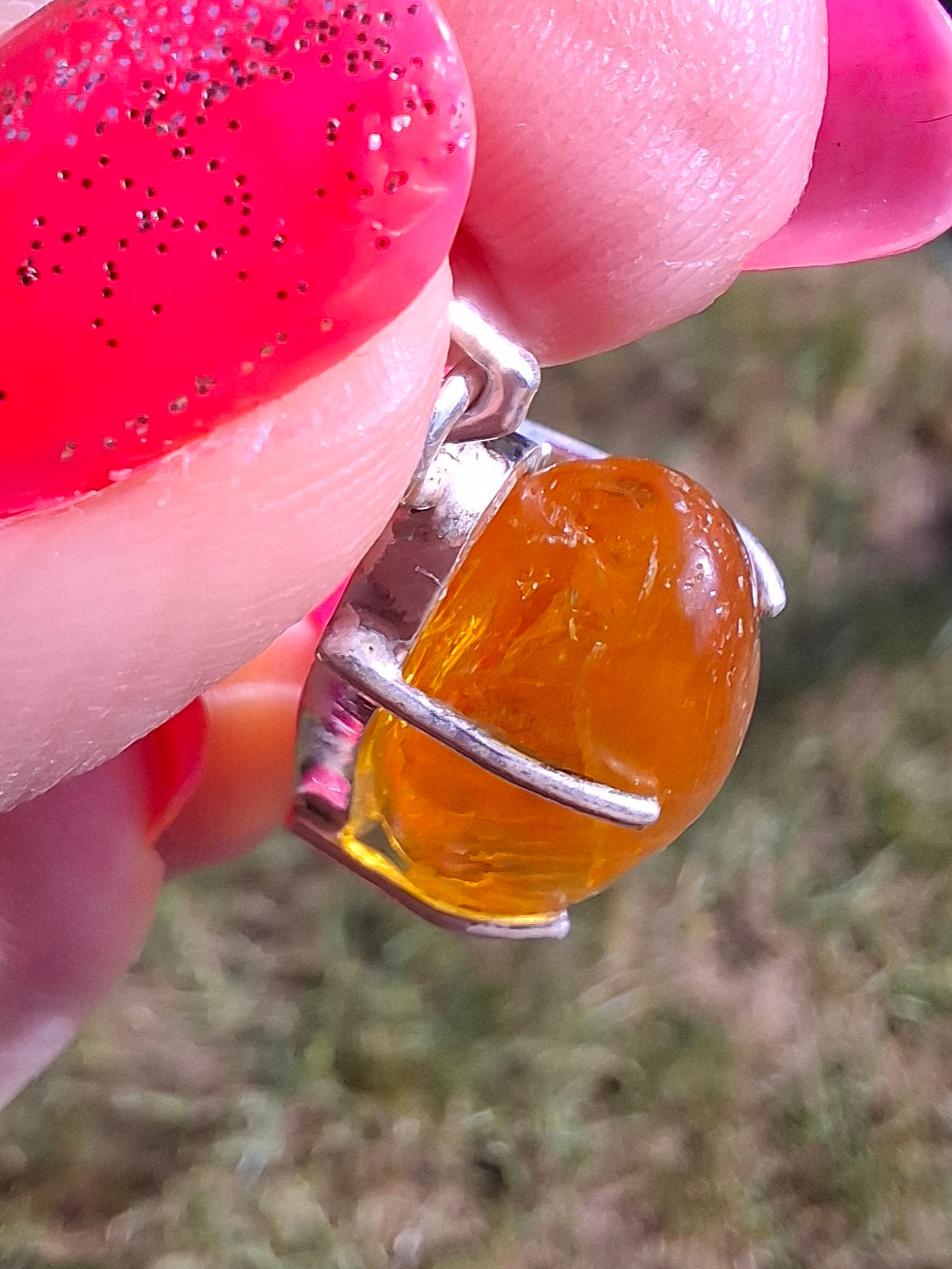 Baltic Amber Pendant, 925 Silver, Fossil (Ref: AP13)