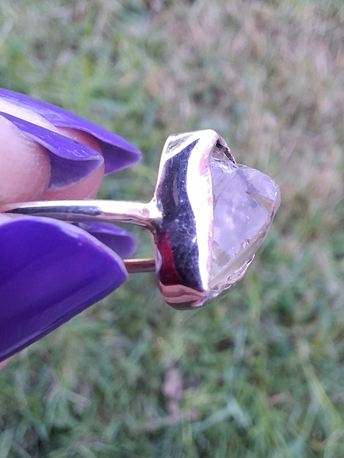 Libyan Desert Glass Ring, size small R, 925 Silver, Tektite (Ref: LR39)