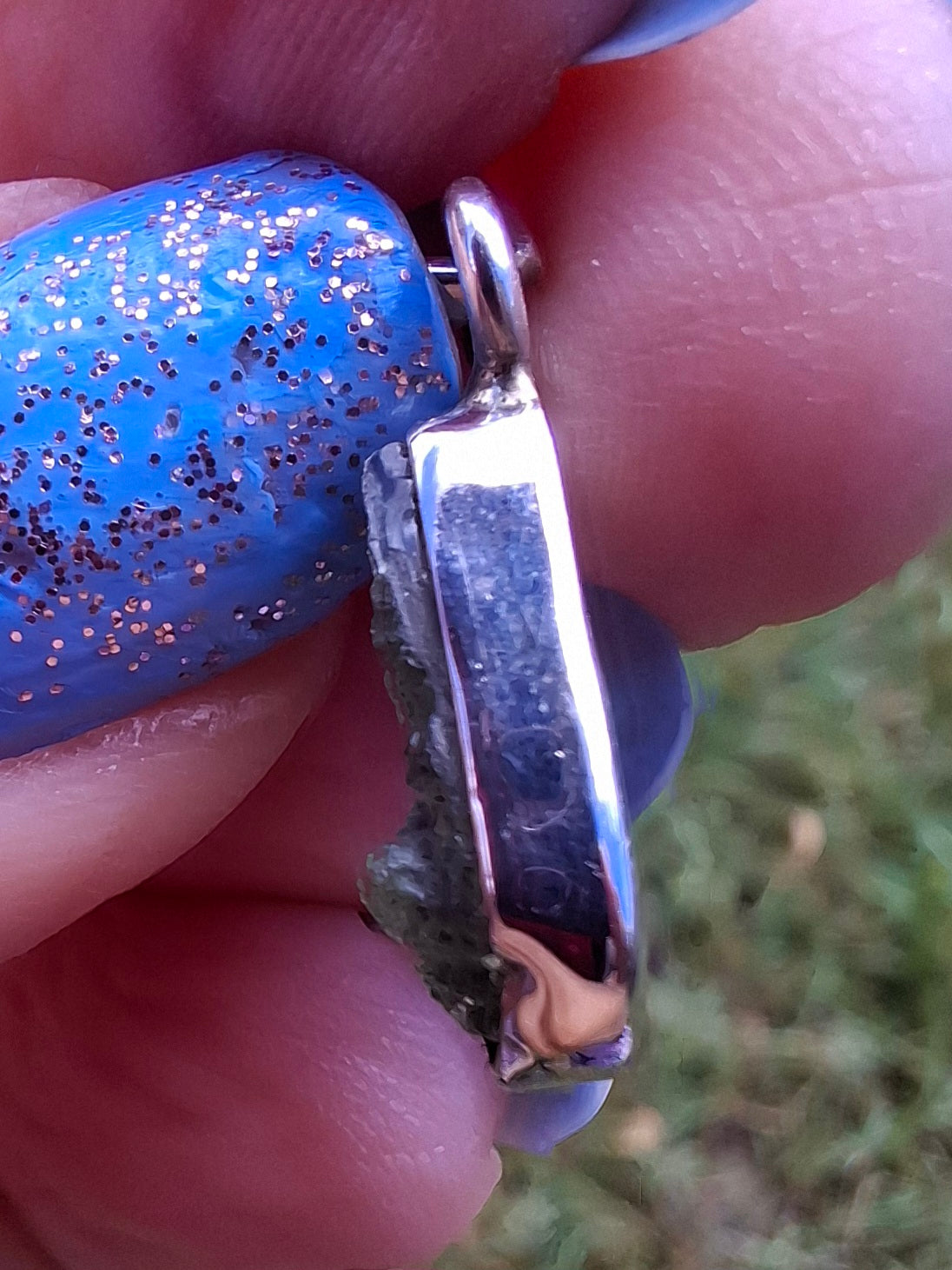 Moldavite Pendant, 925 Silver, Tektite (Ref: P73)