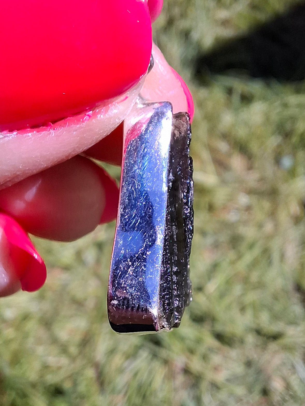 Moldavite Pendant, 925 Silver, Tektite (Ref: P432)
