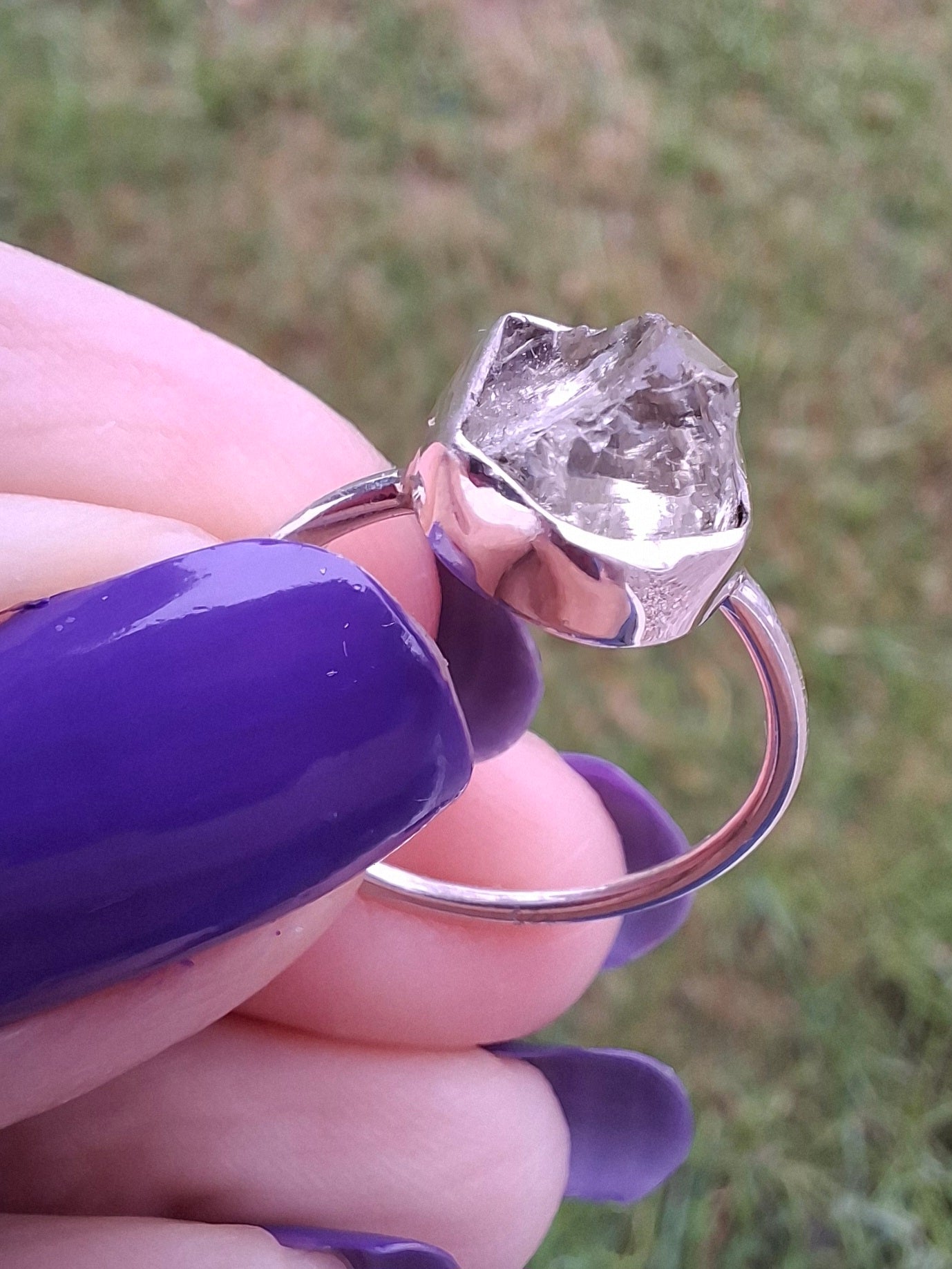 Libyan Desert Glass Ring, size large O, 925 Silver, Tektite (Ref: LR22)