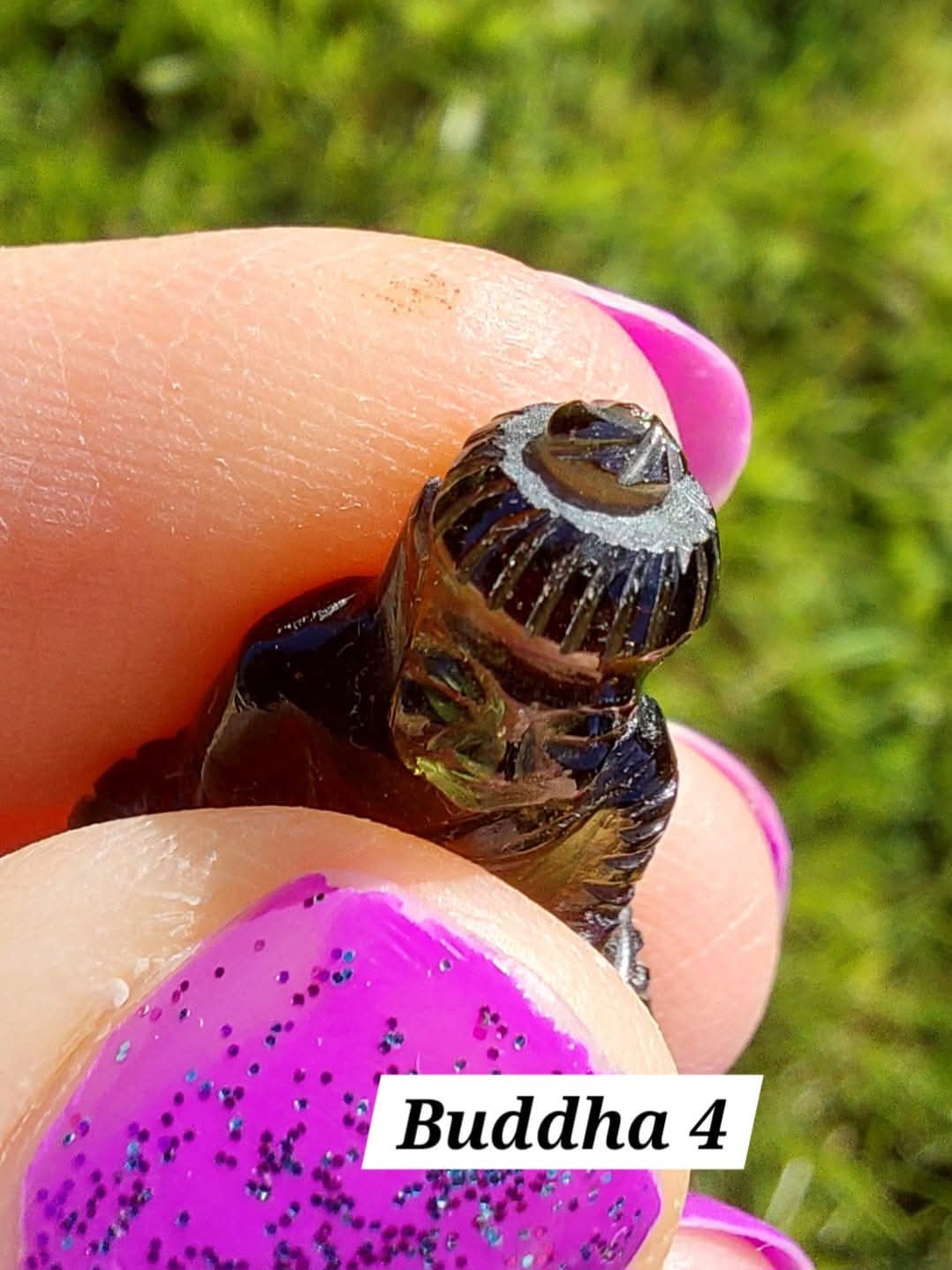 Moldavite BUDDHA Carving, 2.71g, Tektite (Ref: Buddha4)