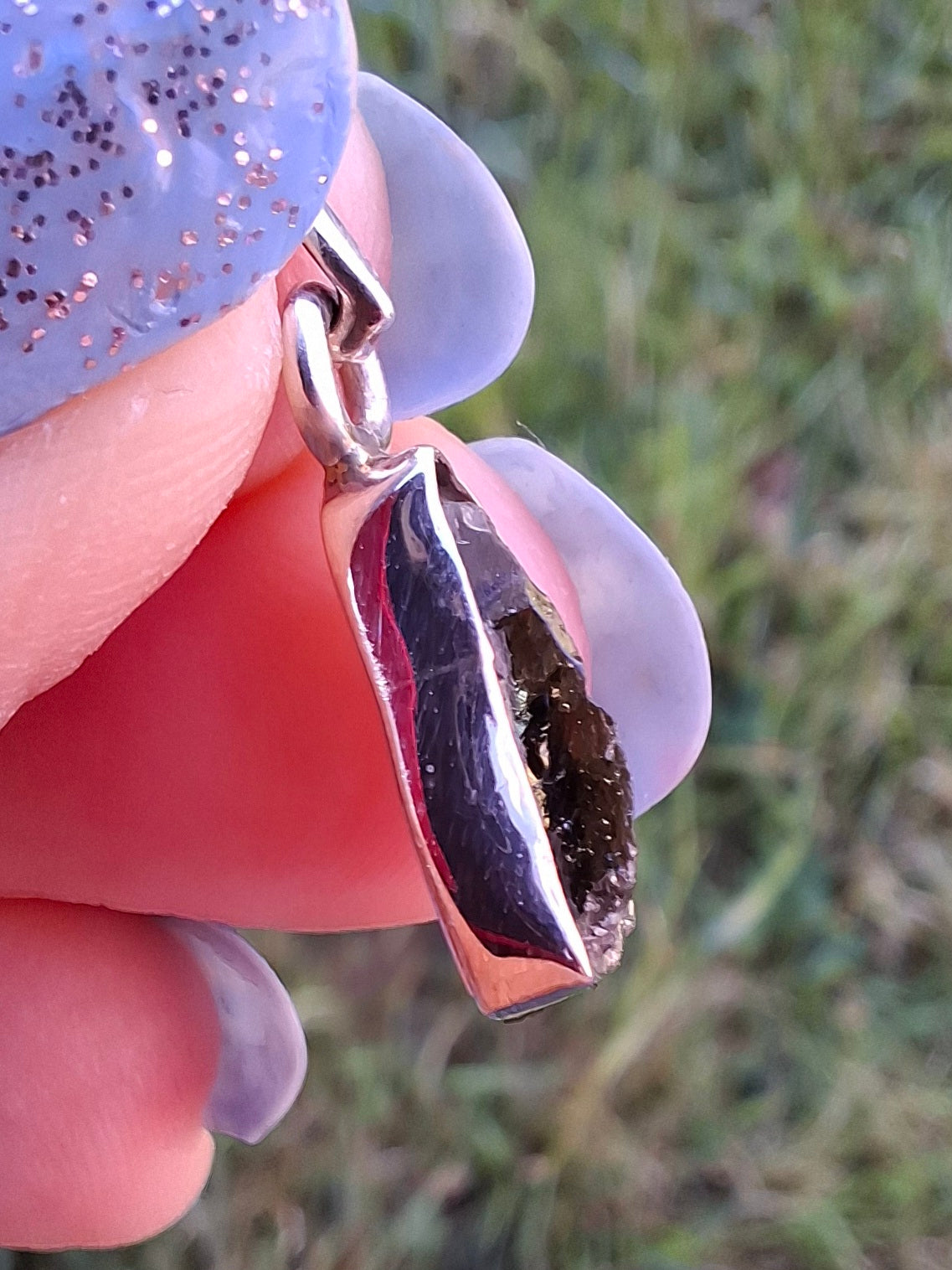 Moldavite Piece, 925 Silver, Tektite (Ref: P90)
