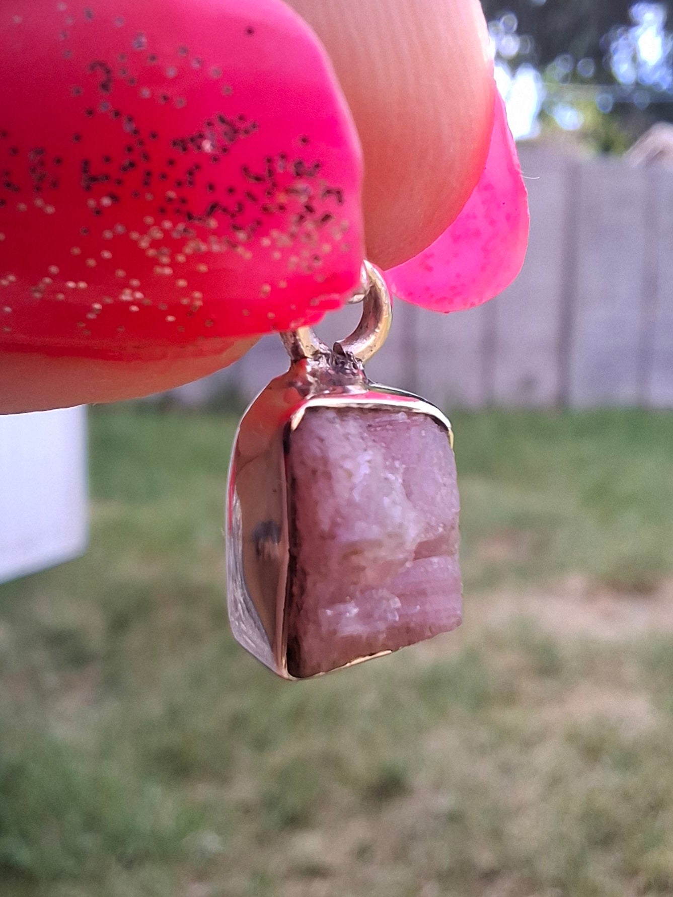 Pink Tourmaline Pendant, 925 Silver, Crystal (Ref: PT81)