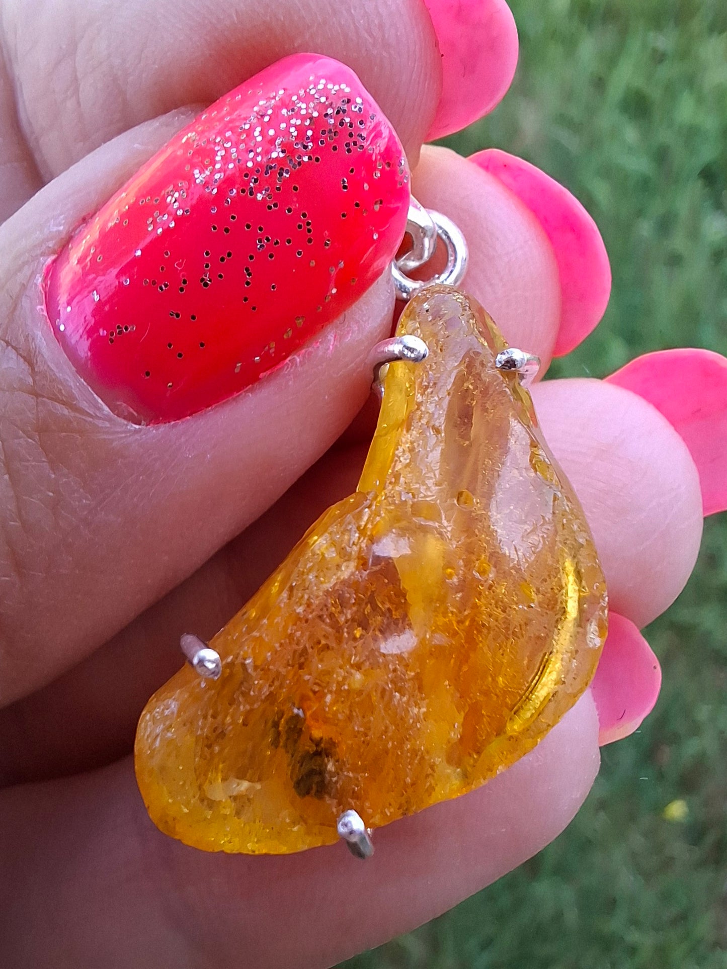 Baltic Amber Pendant, 925 Silver, Fossil (Ref: Ap1)
