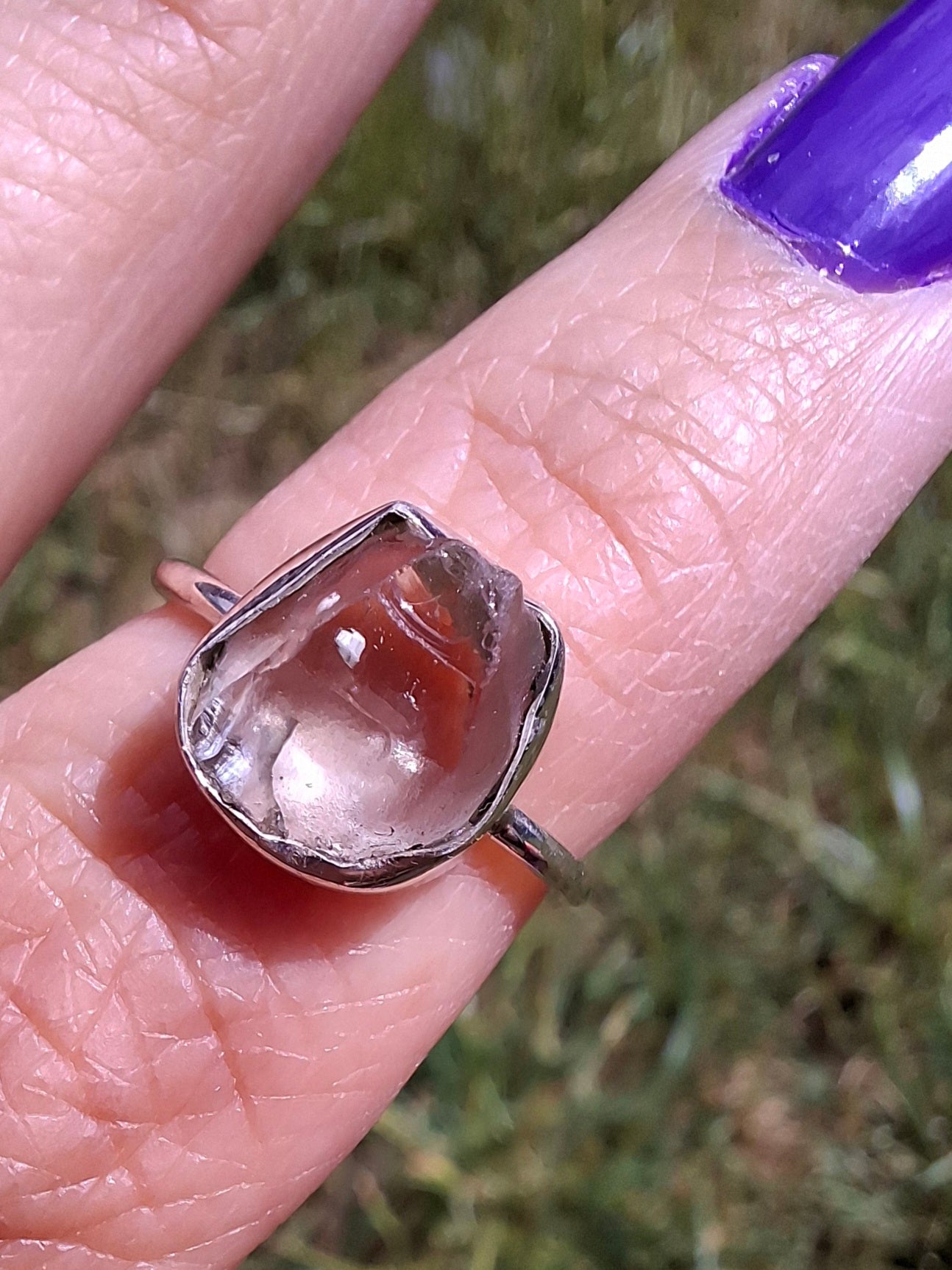 Libyan Desert Glass Ring, size large J, 925 Silver, Tektite (Ref: LR9)