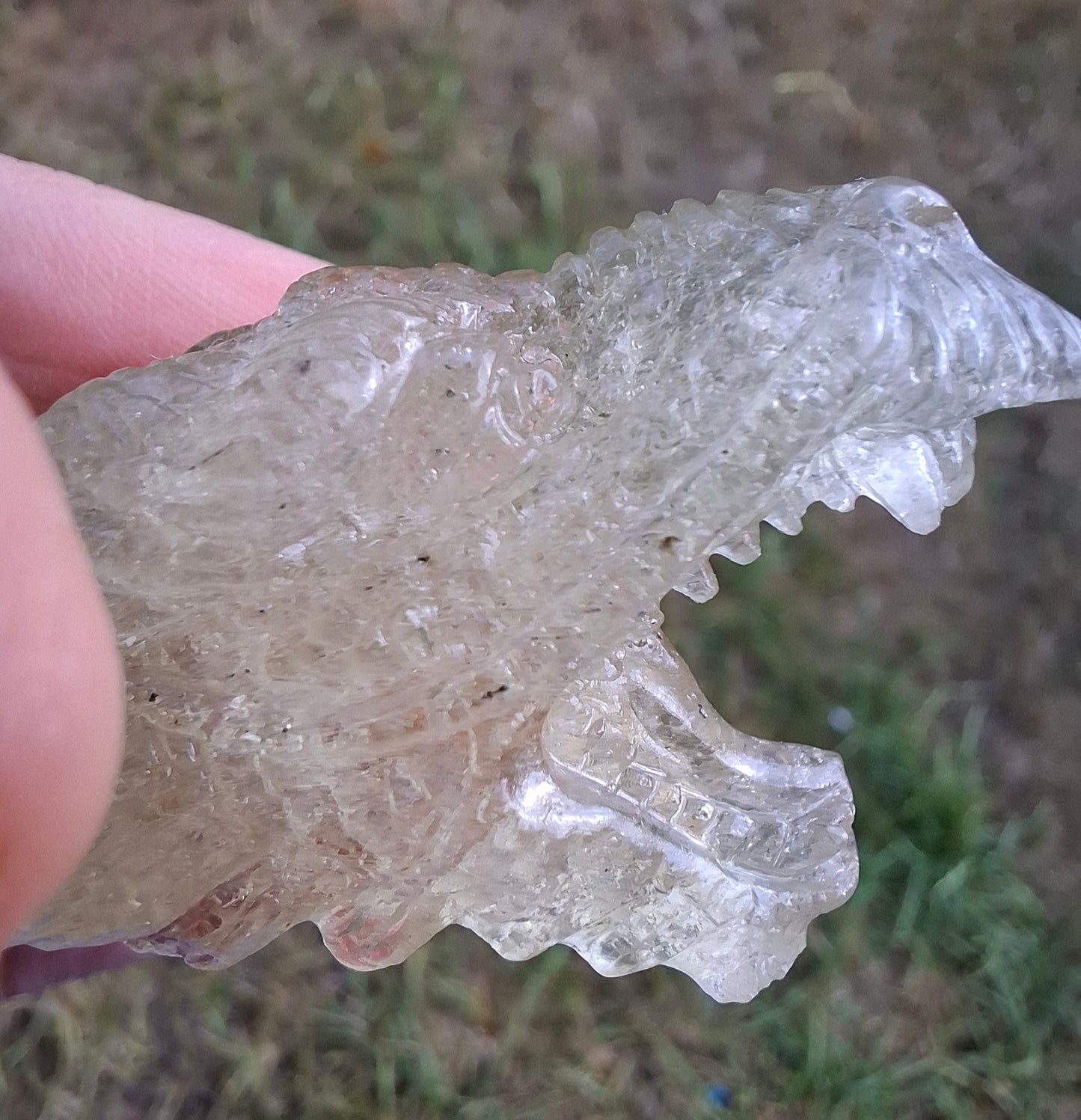 Libyan Desert Glass DRAGON HEAD carving, 22.42g, Tektite (Ref: Dragon 2)
