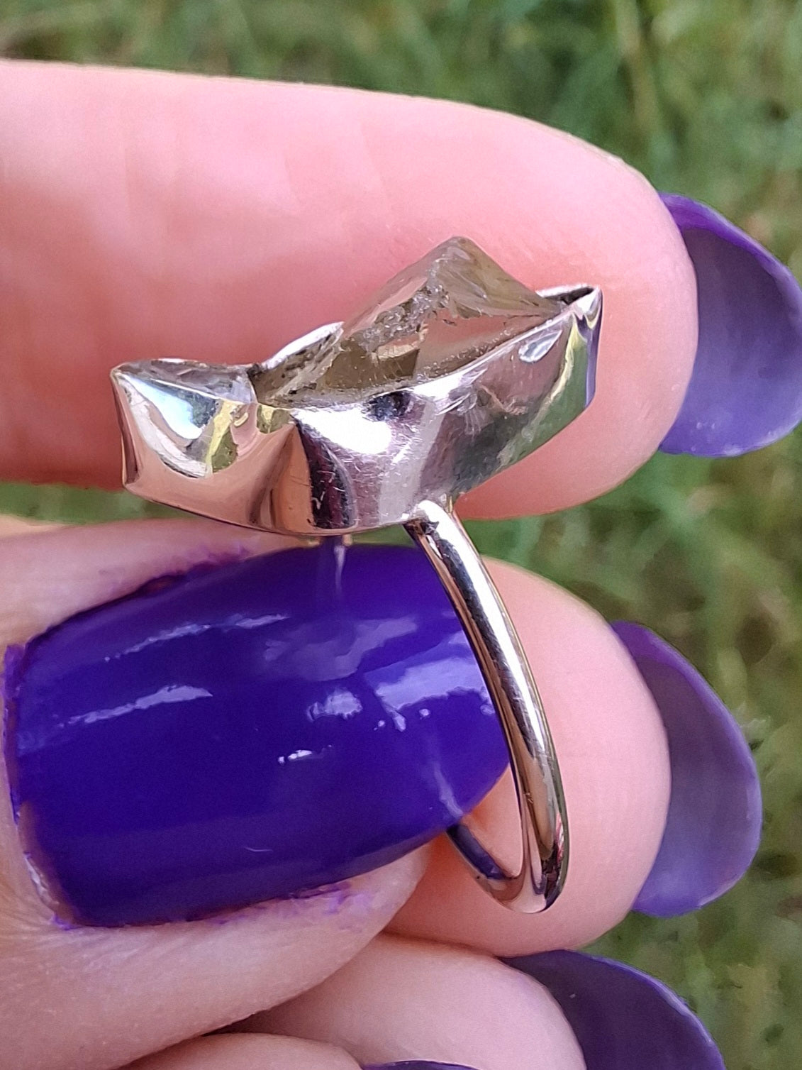 Libyan Desert Glass Ring, size large G, 925 Silver, Tektite (Ref: LR4)