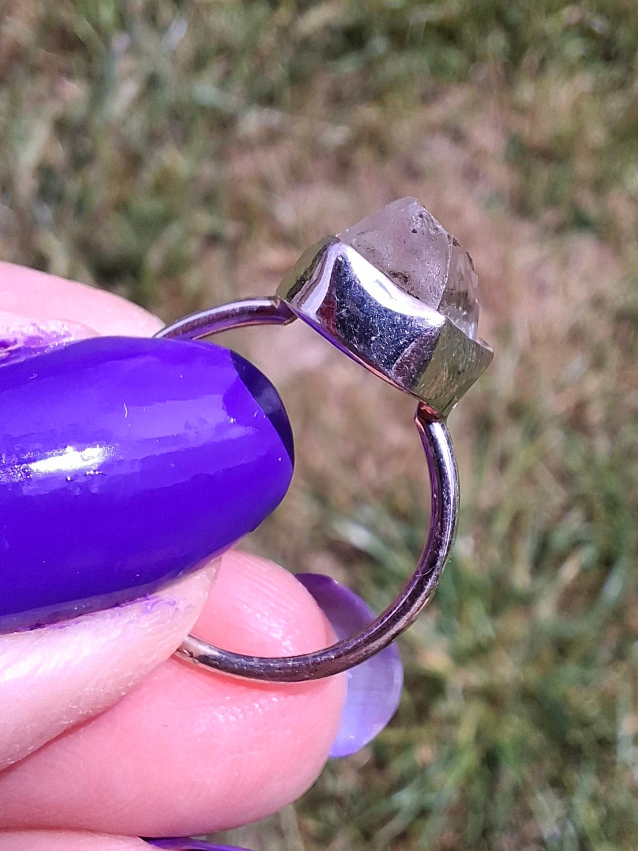 Libyan Desert Glass Ring, size large J, 925 Silver, Tektite (Ref: LR9)