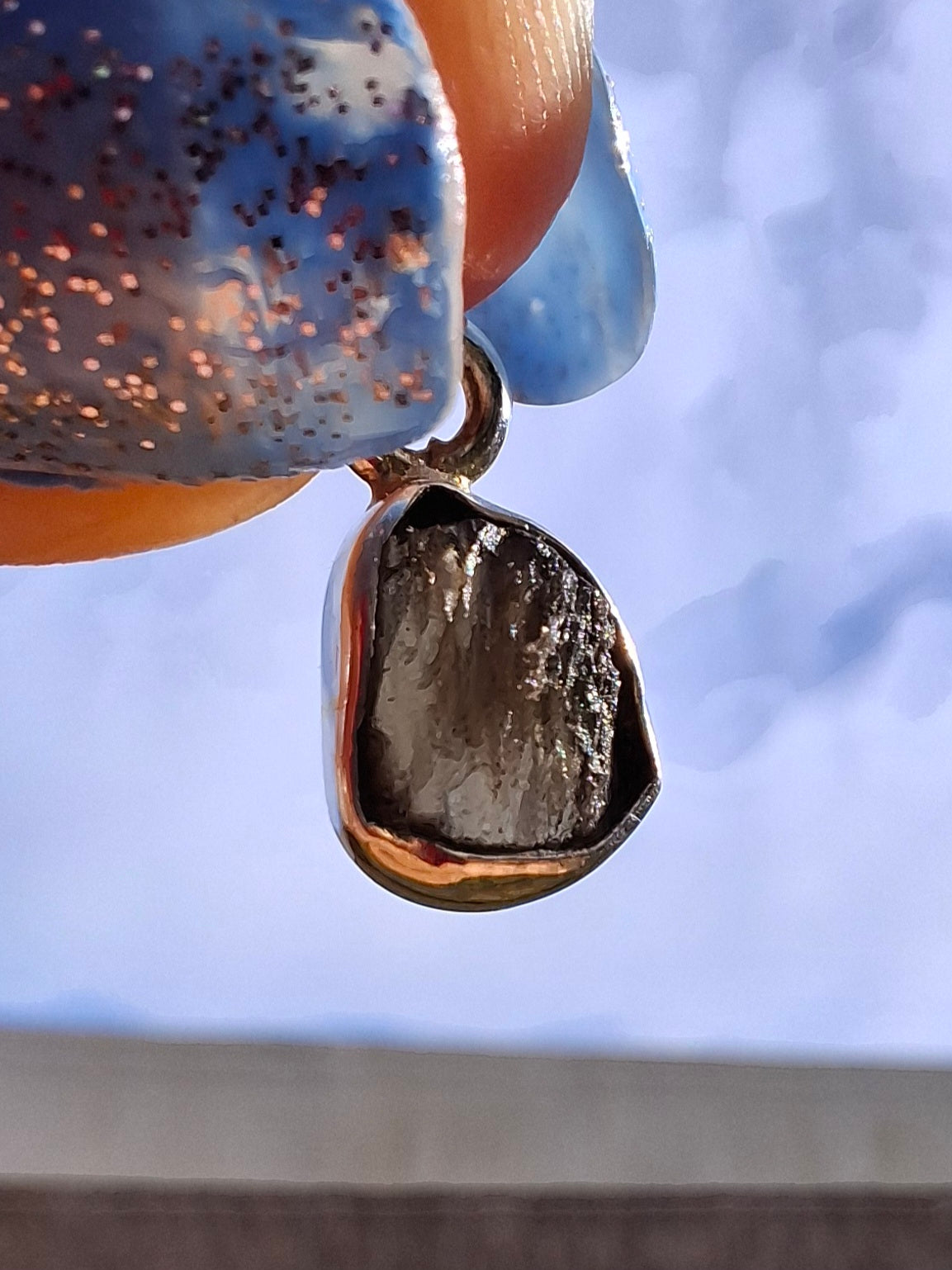 Moldavite Pendant, 925 Silver, Tektite (Ref: P40)