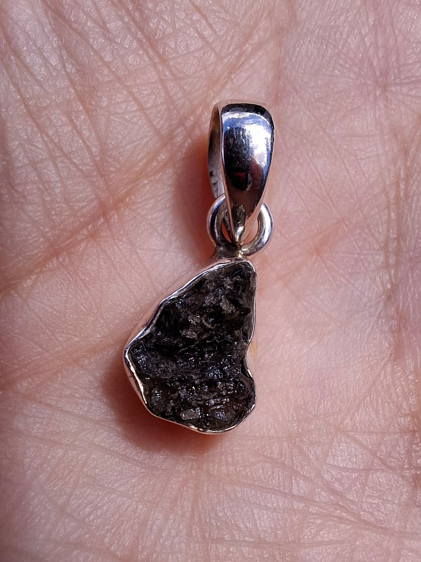 Moldavite Pendant, 925 Silver, Tektite (Ref: P64)