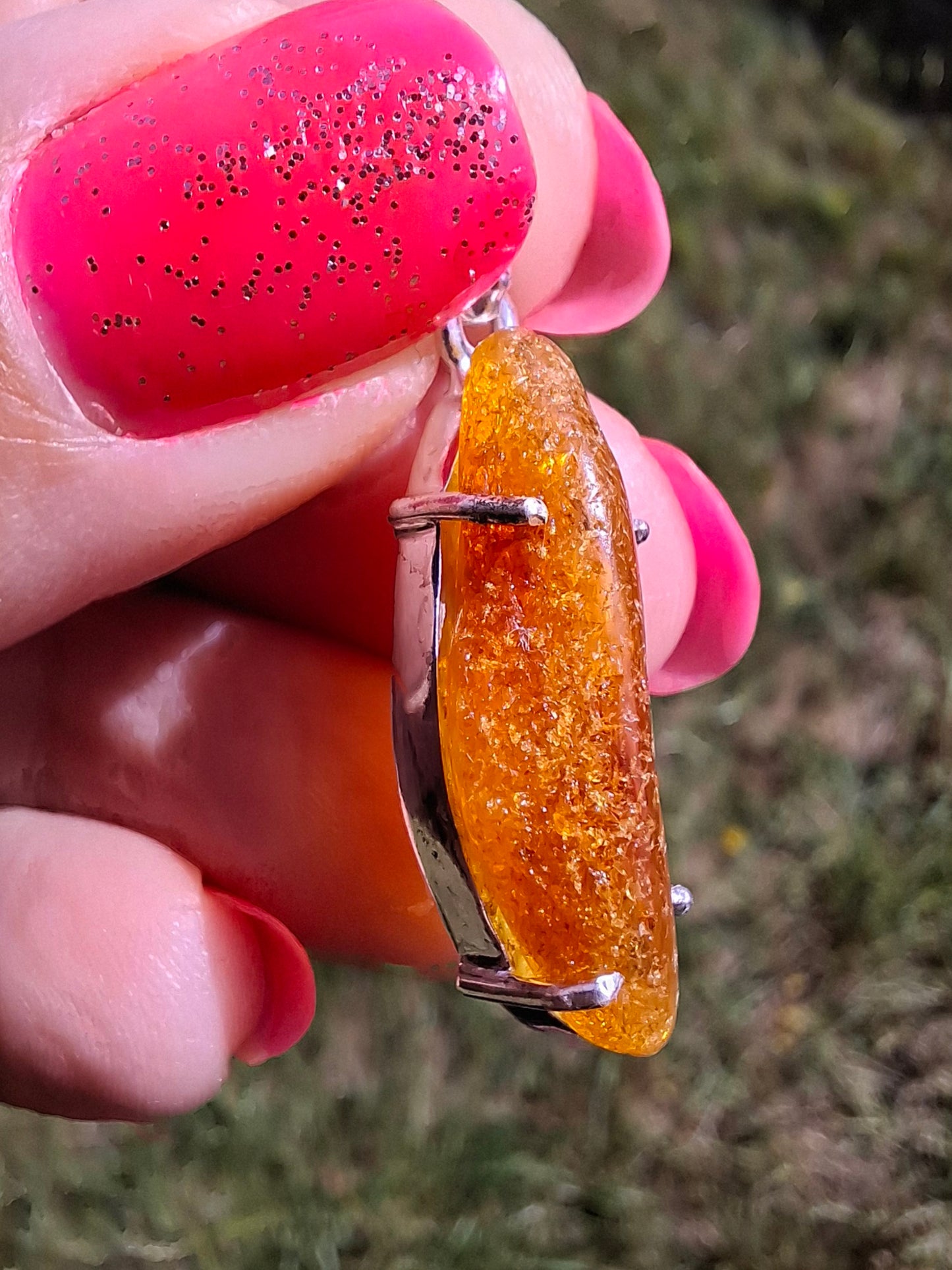 Baltic Amber Pendant, 925 Silver, Fossil (Ref: AP3)