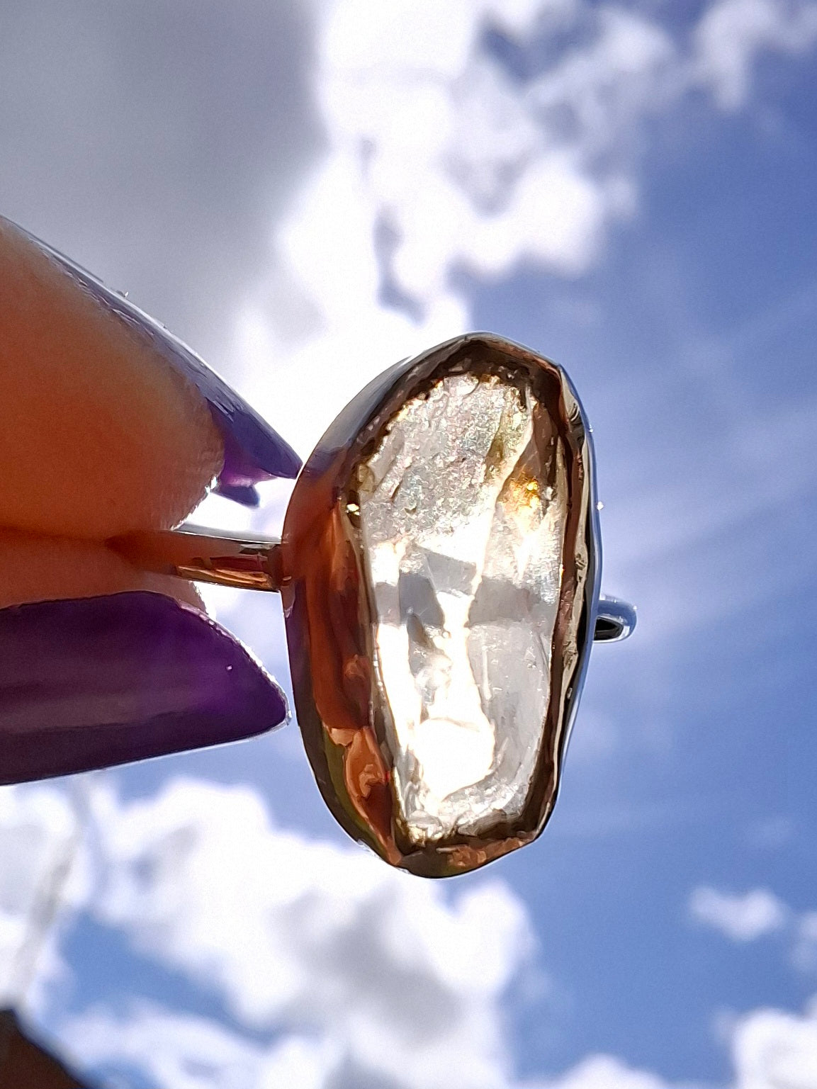 Libyan Desert Glass Ring, size K, 925 Silver, Tektite 🌈 (Ref: LR12)
